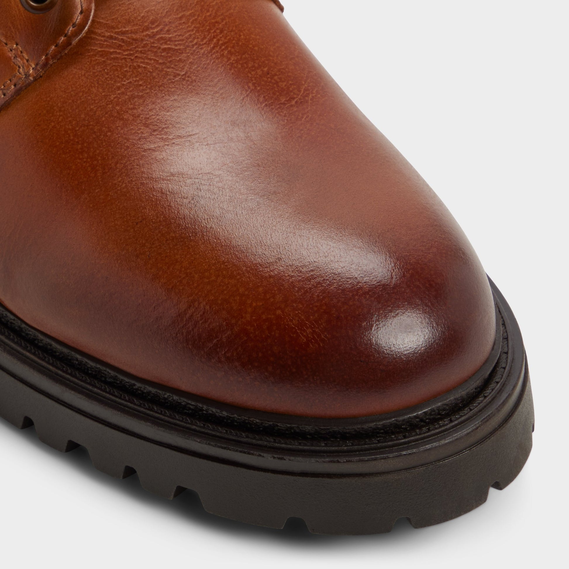 Close-up of the Cognac Draco Combat boot