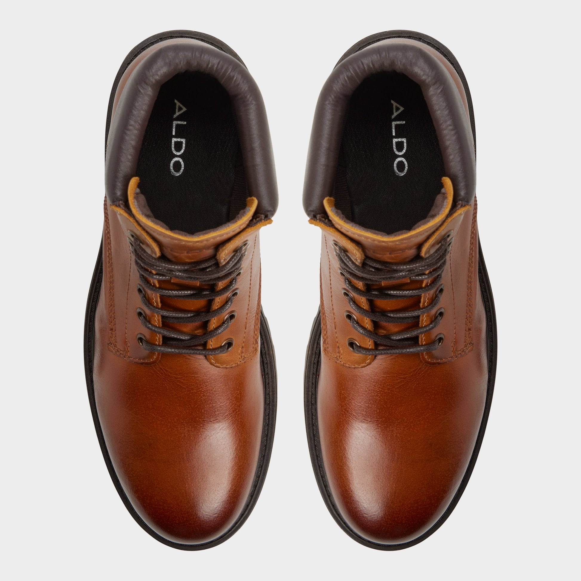 Top-down view of the Cognac Draco Combat boot