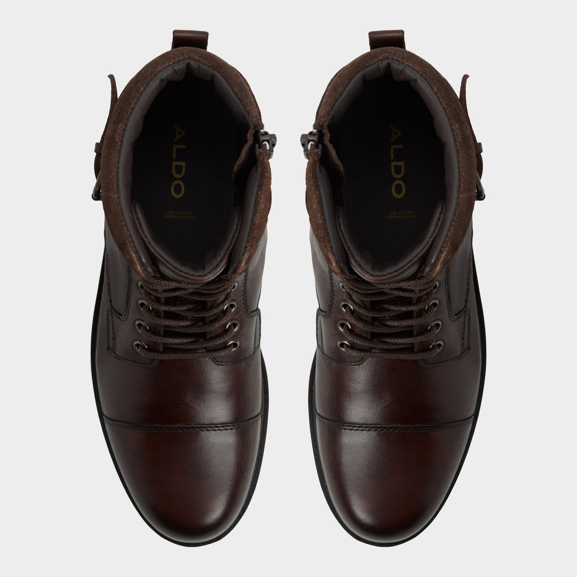 Top-down view of the Brown Quaid Lace-up boot