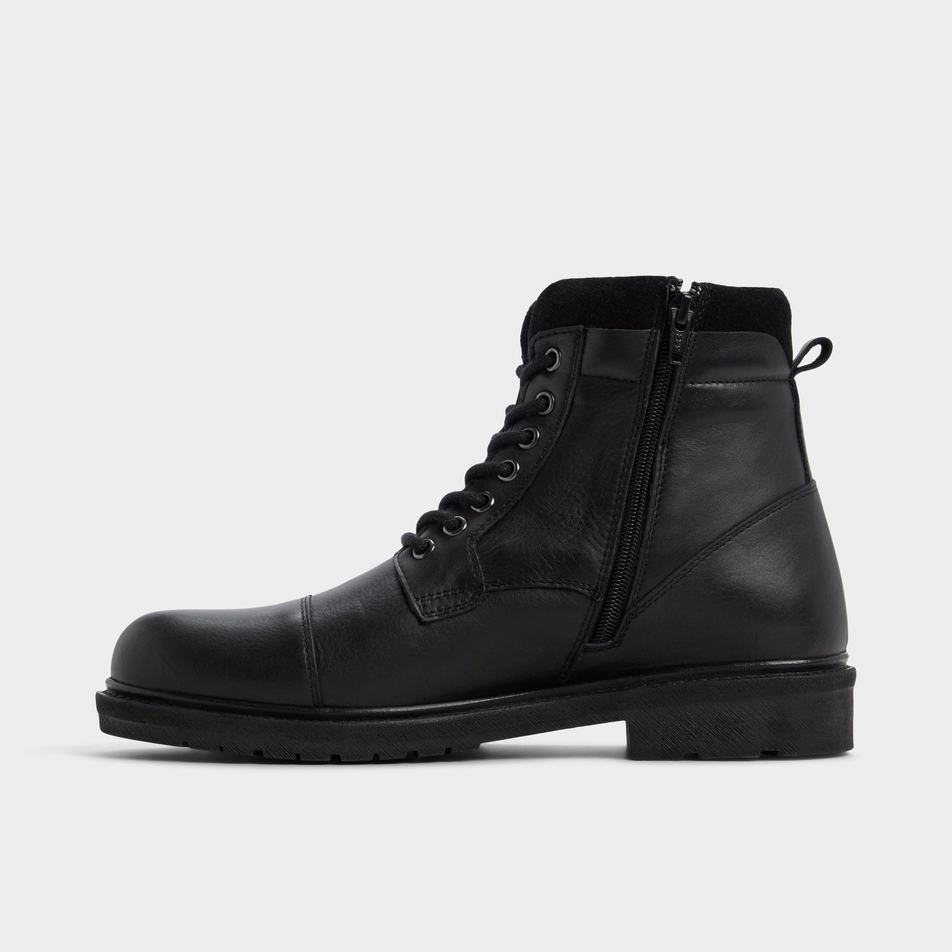 Side view of Black Quaid Lace-up boot