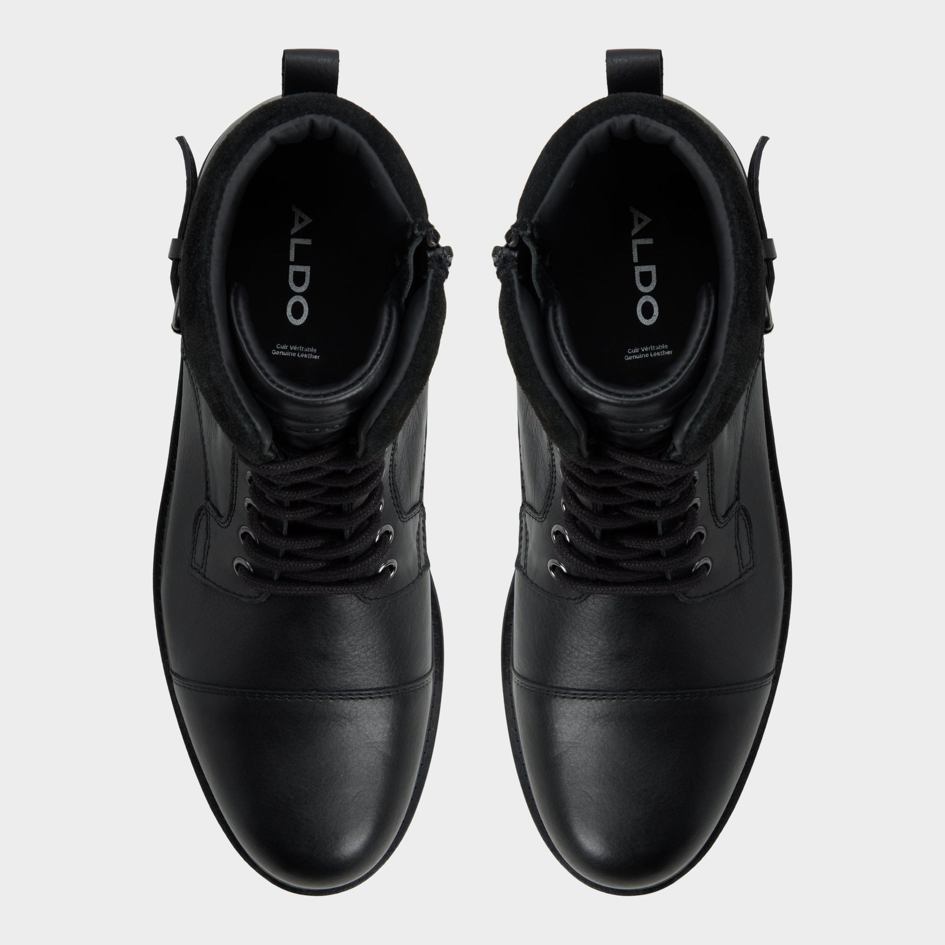 Top-down view of the Black Quaid Lace-up boot