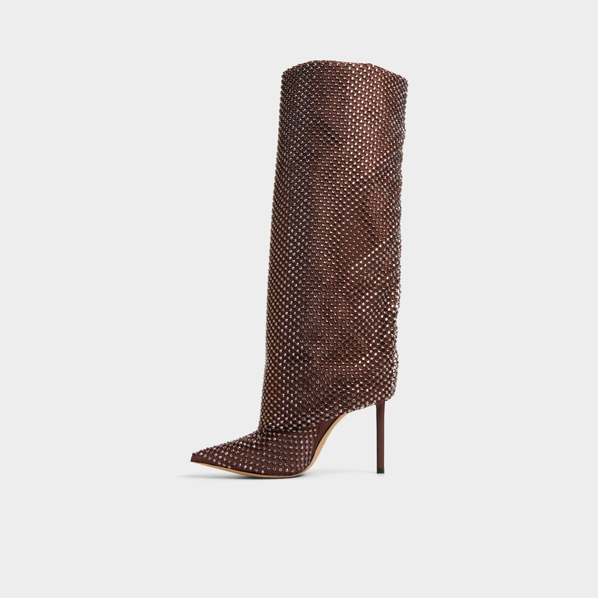 Side view of Dark brown Livydalia Knee-high boot