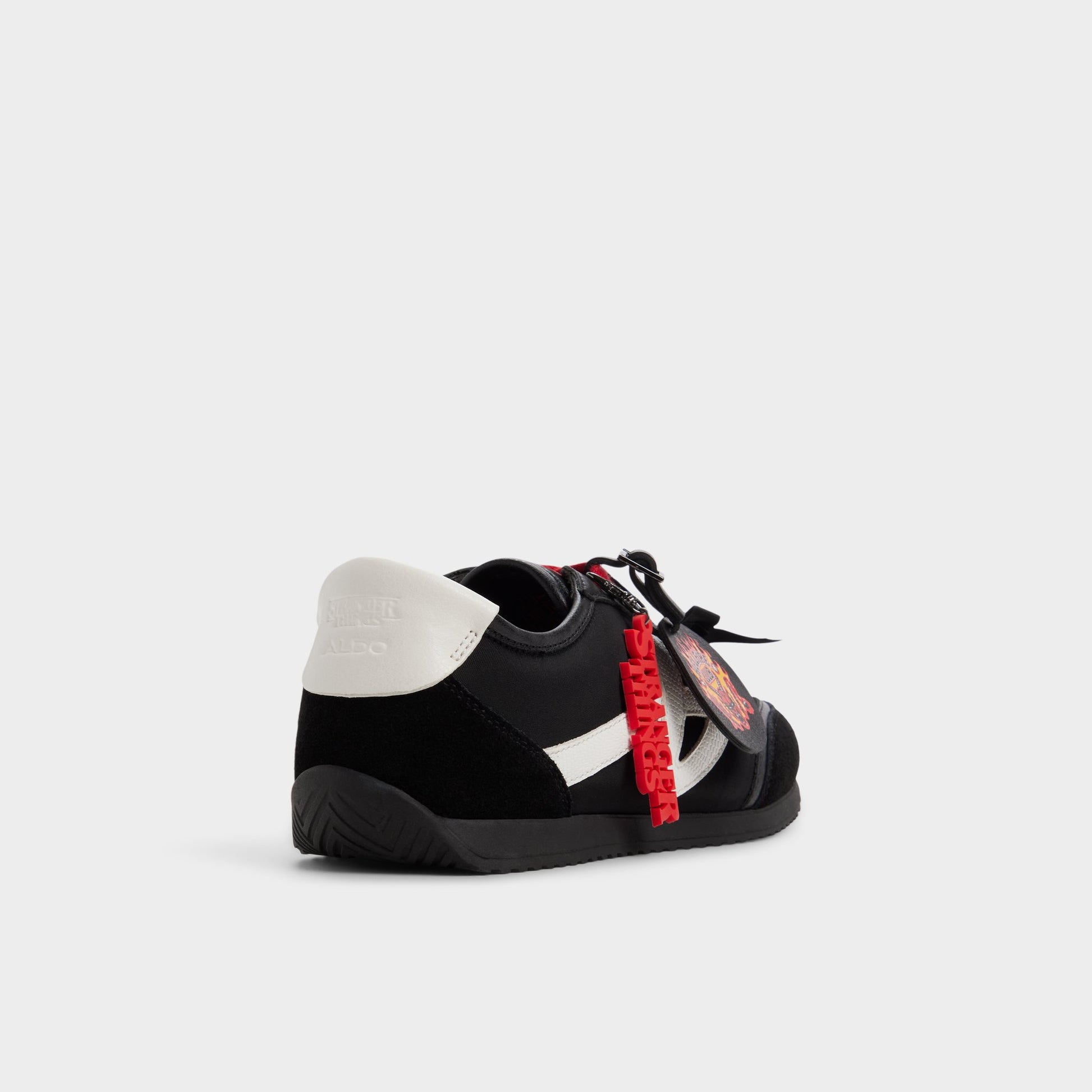 Three-quarter angle of Black Hellfirelives Jogger sneaker's back side