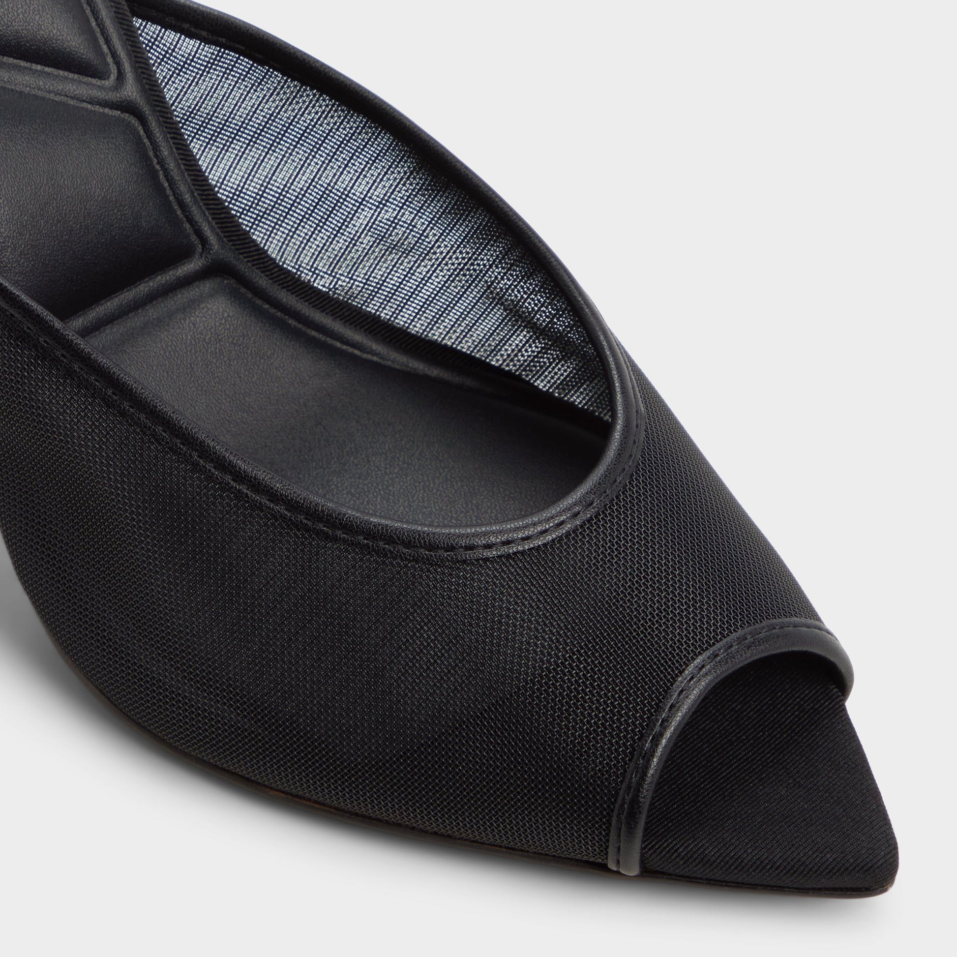 Close-up of the Black Elennah Heeled mule
