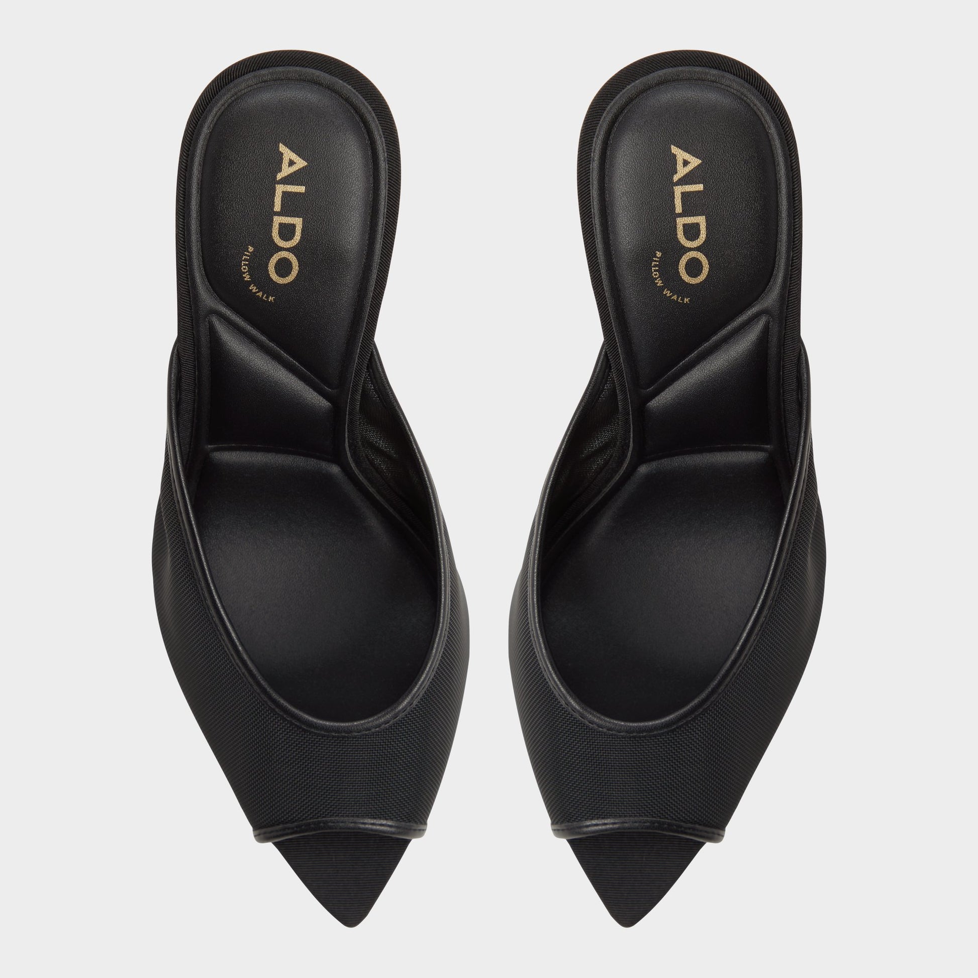 Top-down view of the Black Elennah Heeled mule