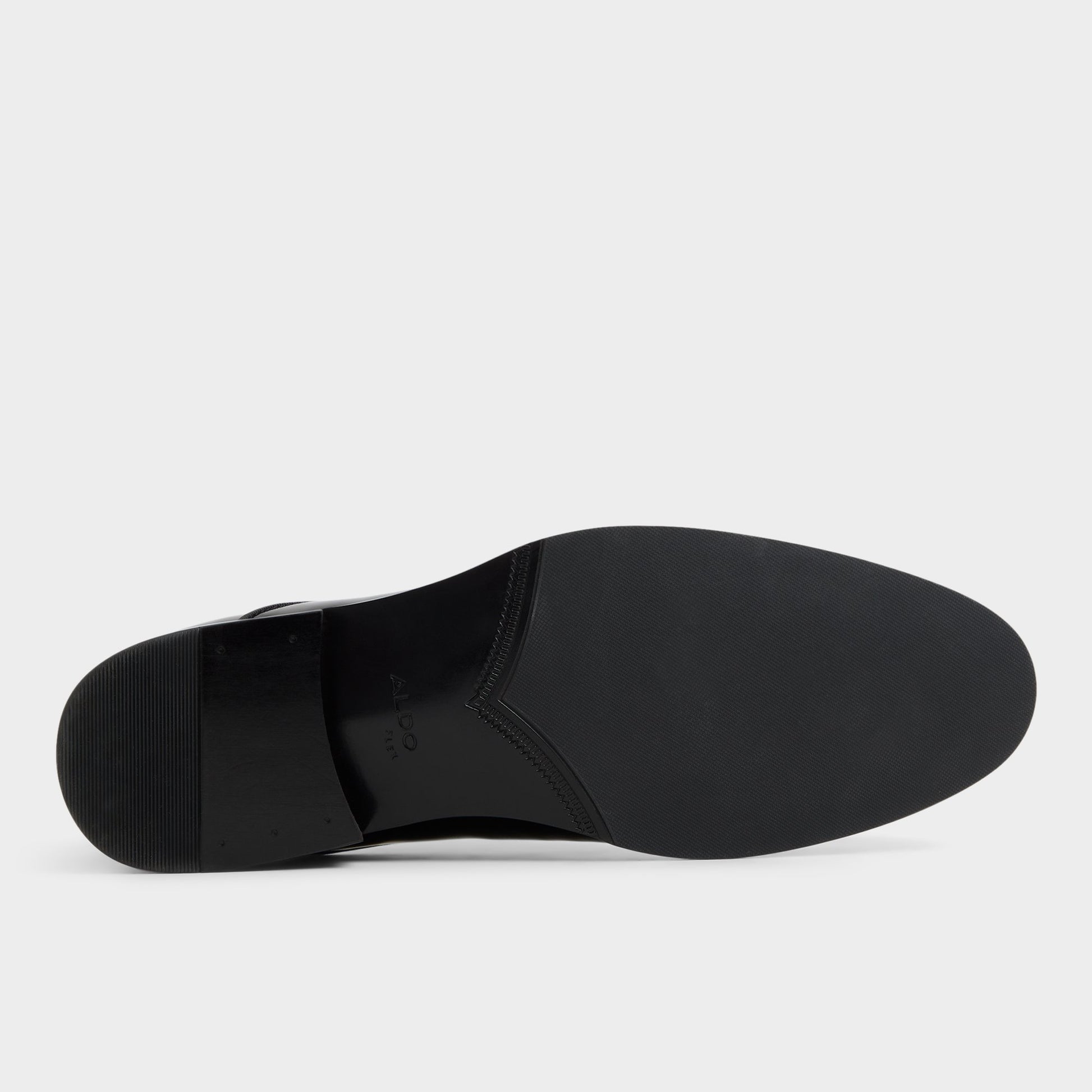 View of Open black Braz Oxford shoe's sole