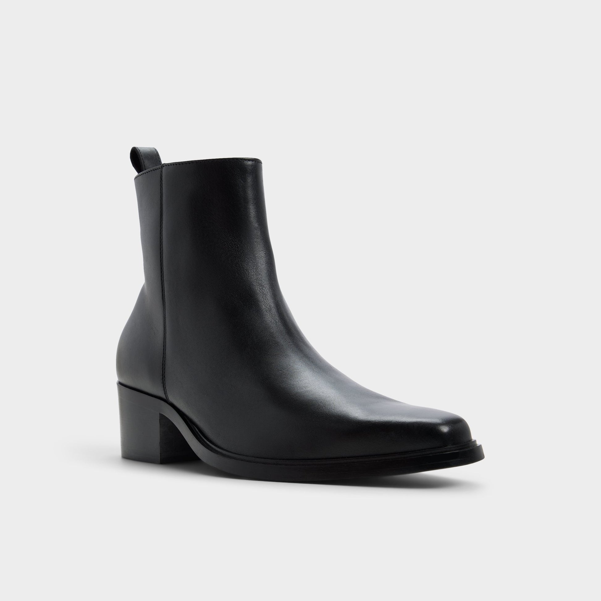 Three-quarter angle of Black Glen Ankle boot's front side