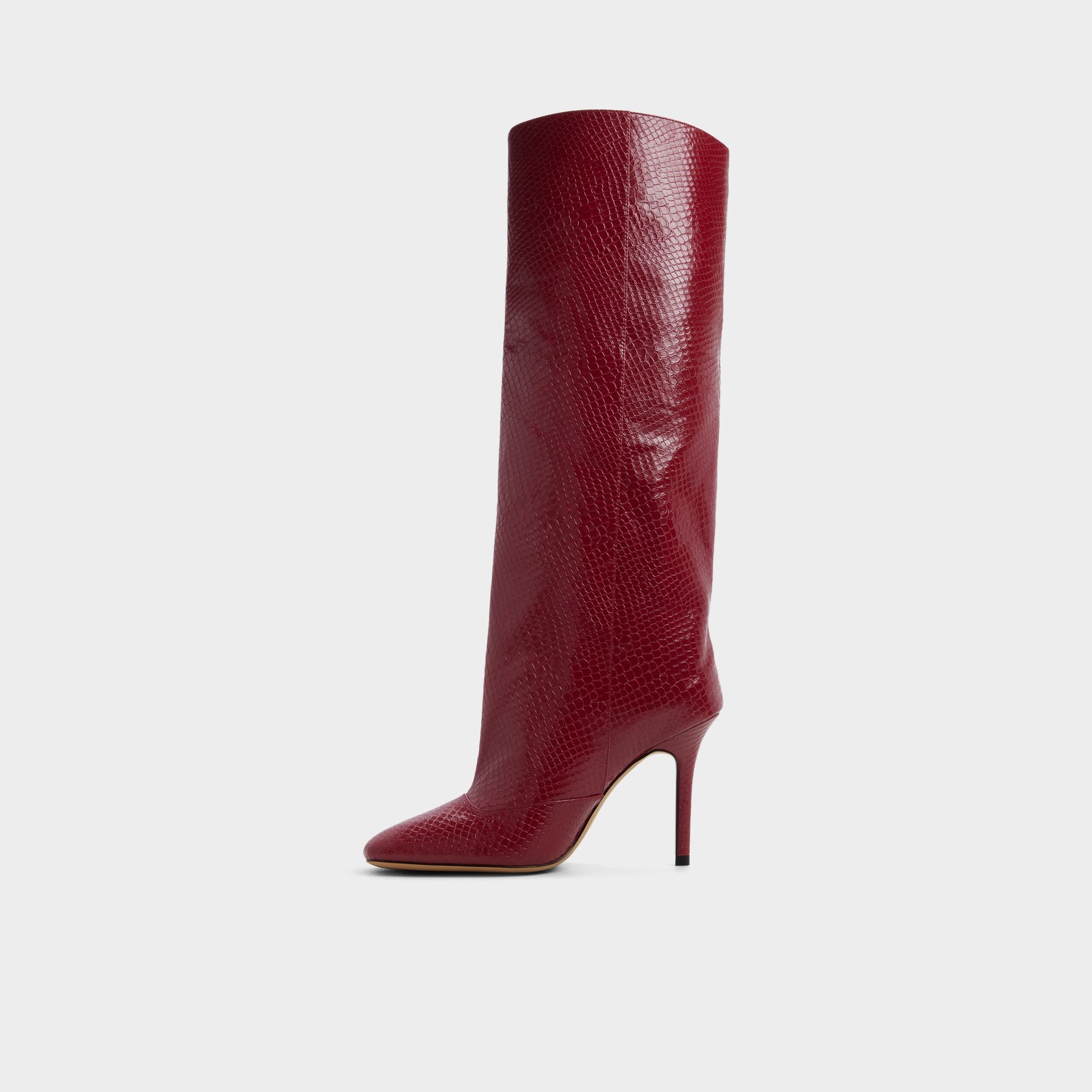 Side view of Dark red Aleena Knee-high boot