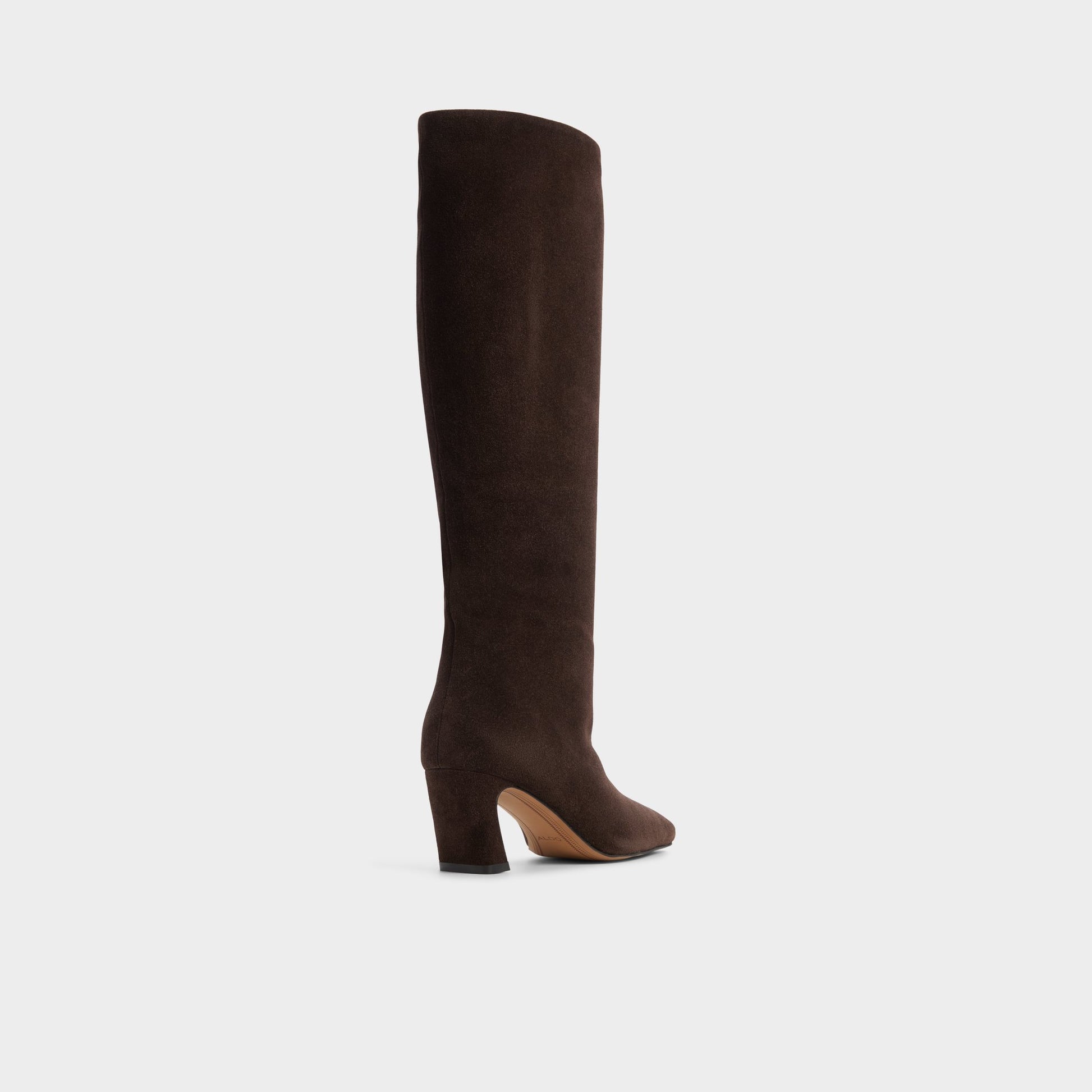 Three-quarter angle of Dark Brown Bethie Knee-high boot's back side