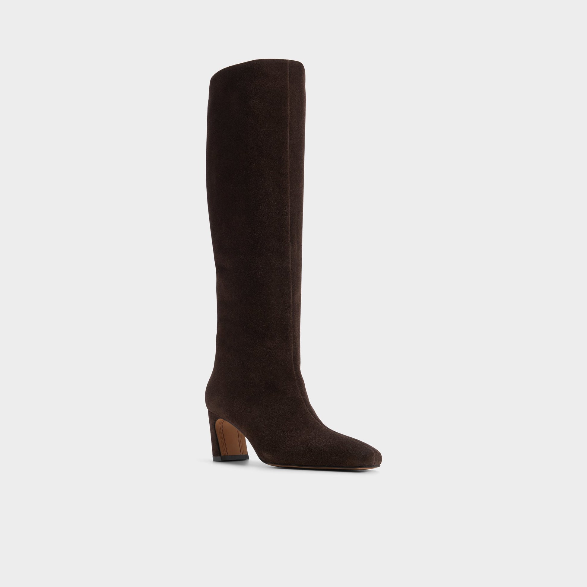 Three-quarter angle of Dark Brown Bethie Knee-high boot's front side