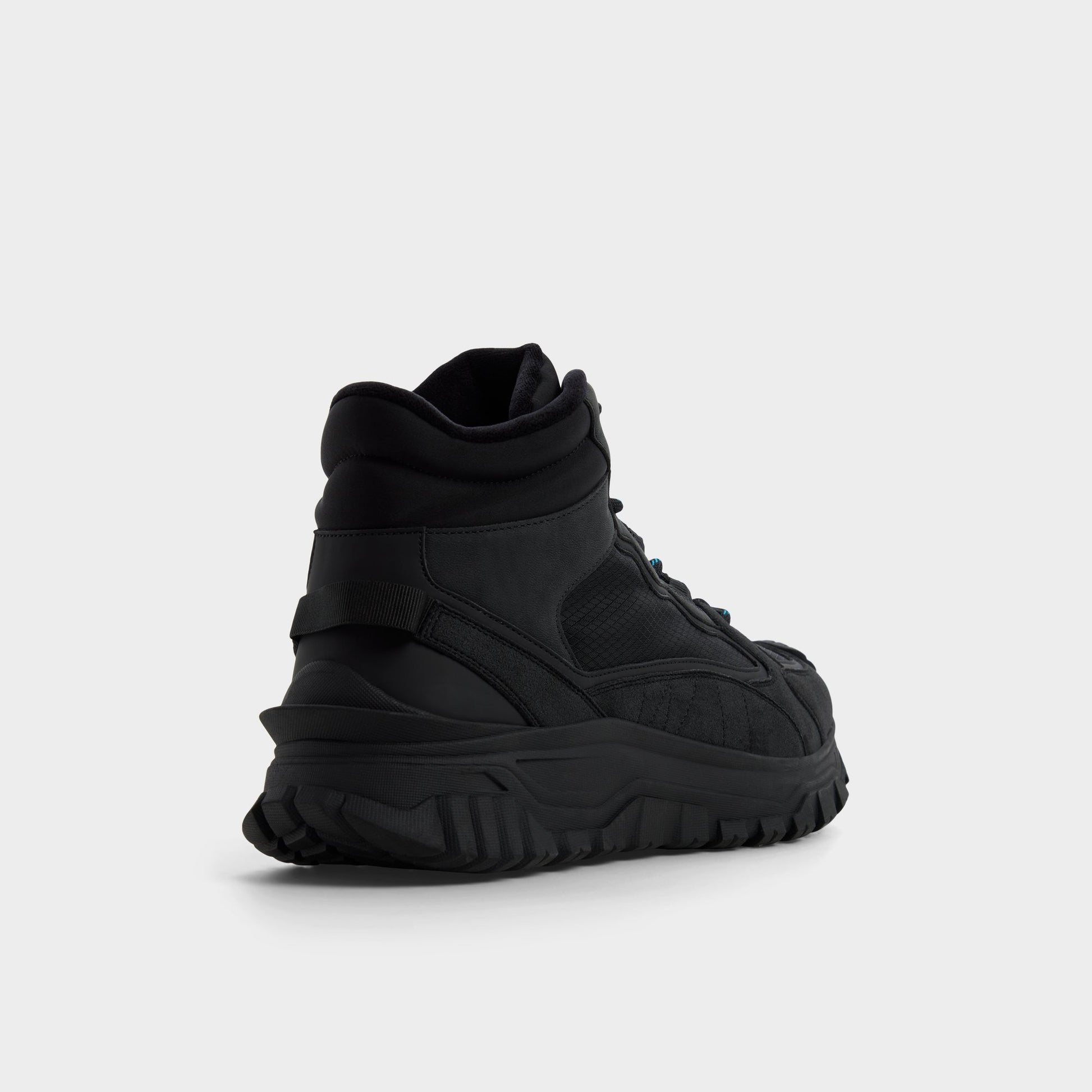 Three-quarter angle of Black Lynx Lace-up boot's back side