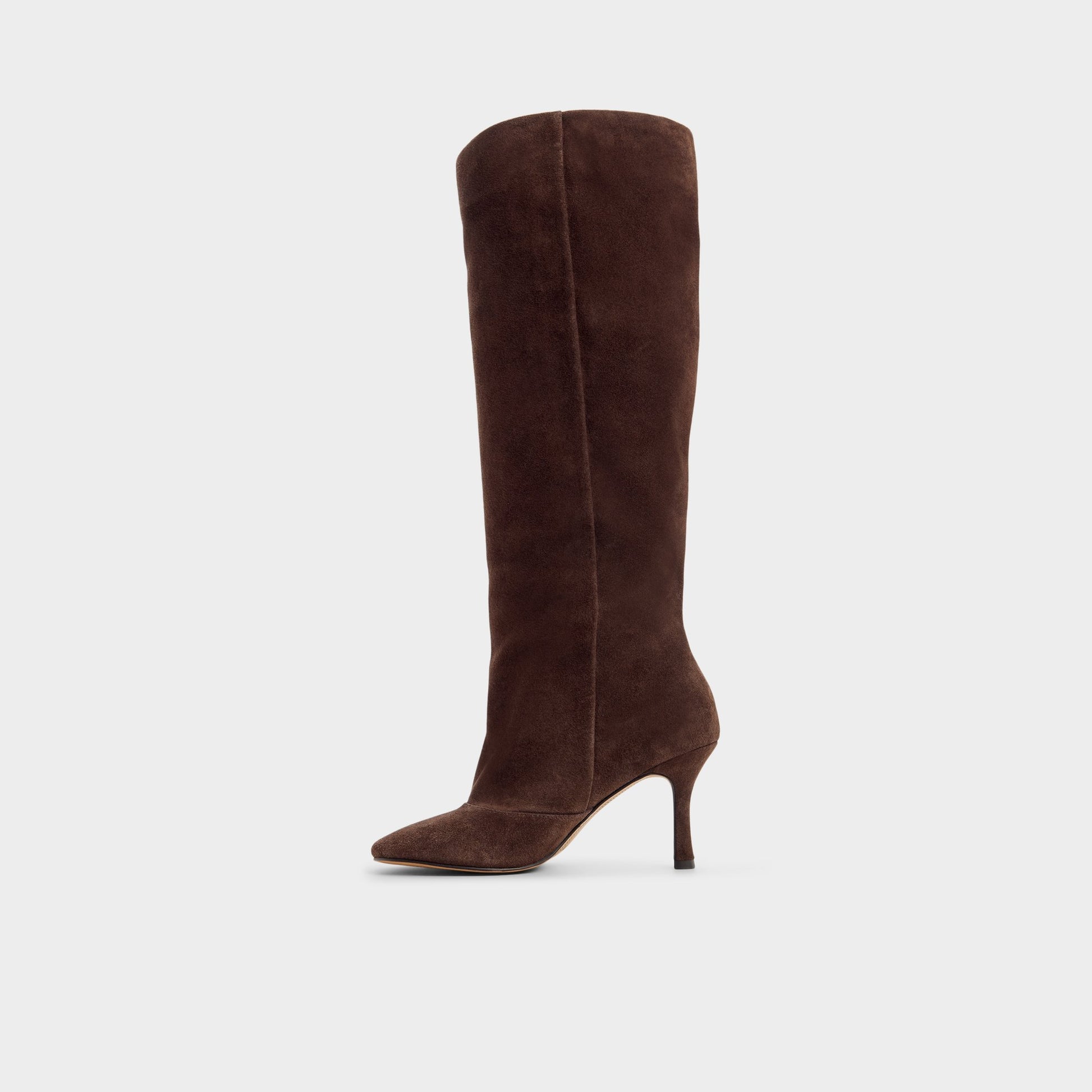 Side view of Dark Brown Frankey Knee-high boot