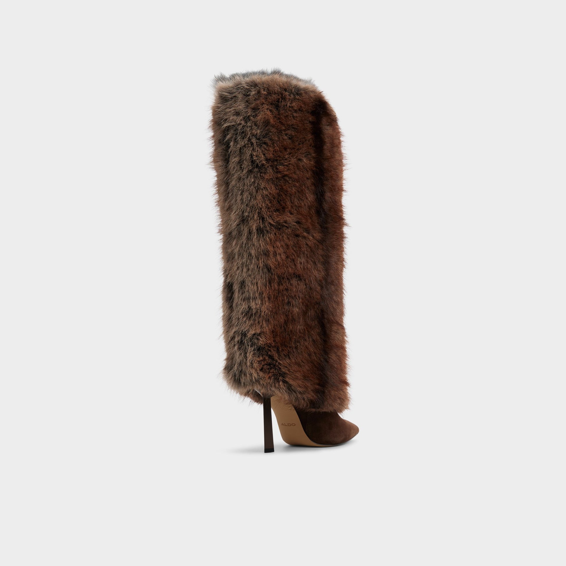Three-quarter angle of Dark brown Lennore Knee-high boot's back side