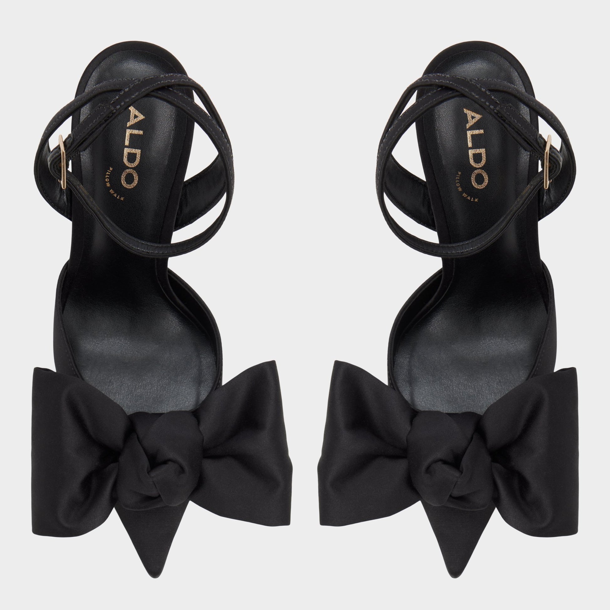 Top-down view of the Black Nikky Strappy heeled shoe