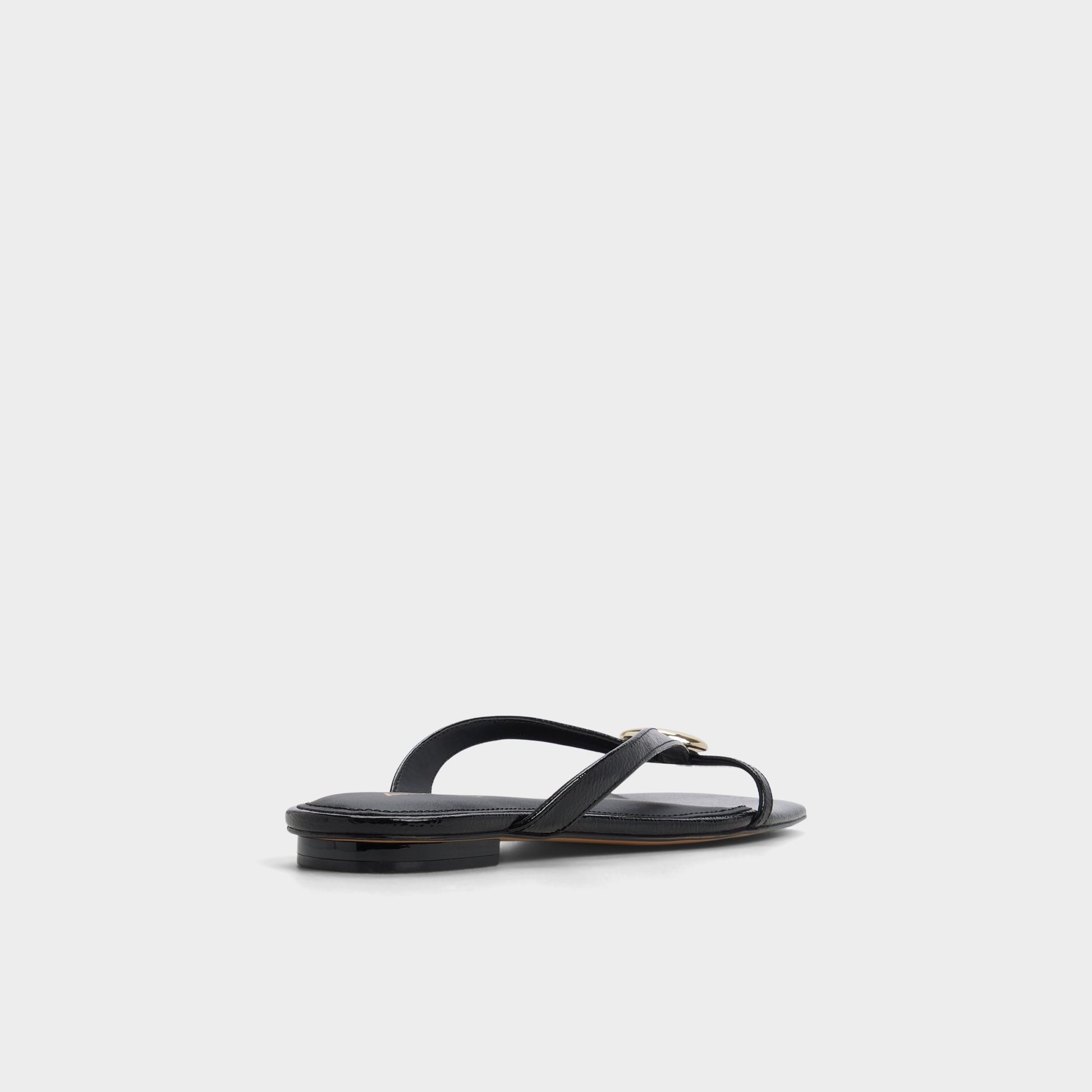Three-quarter angle of Black Iliria Slide sandal's back side