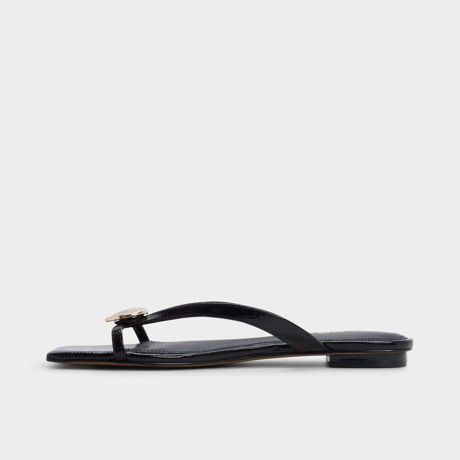 Side view of Black Iliria Slide sandal