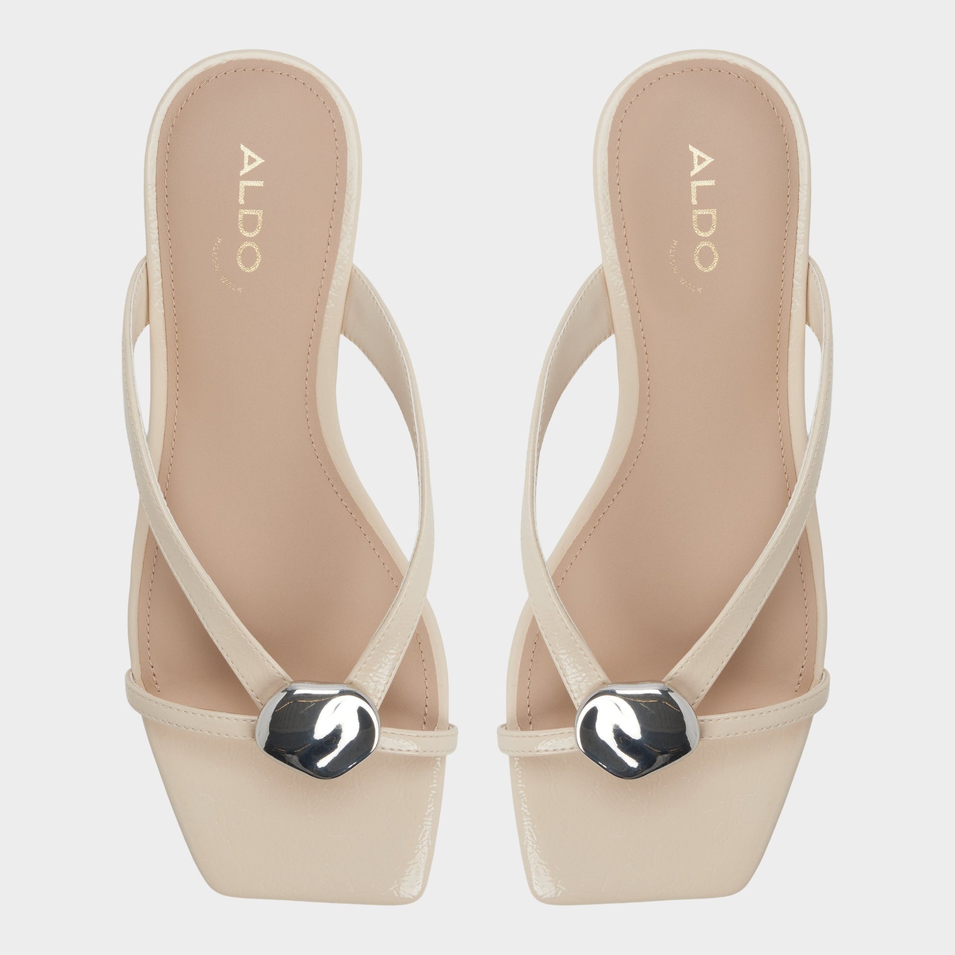 Top-down view of the Beige Iliria Slide sandal