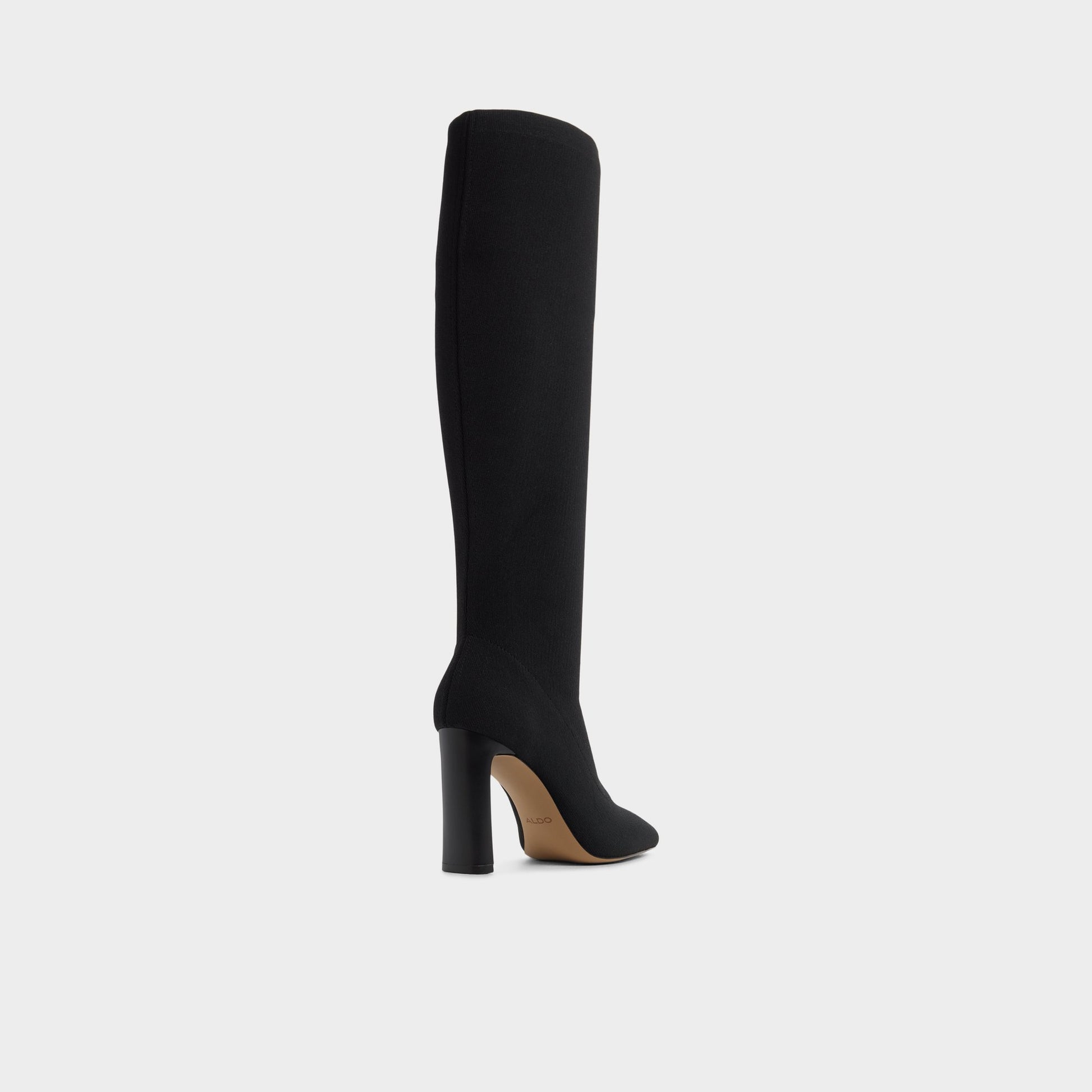 Three-quarter angle of Black Lennora Knee-high boot's back side