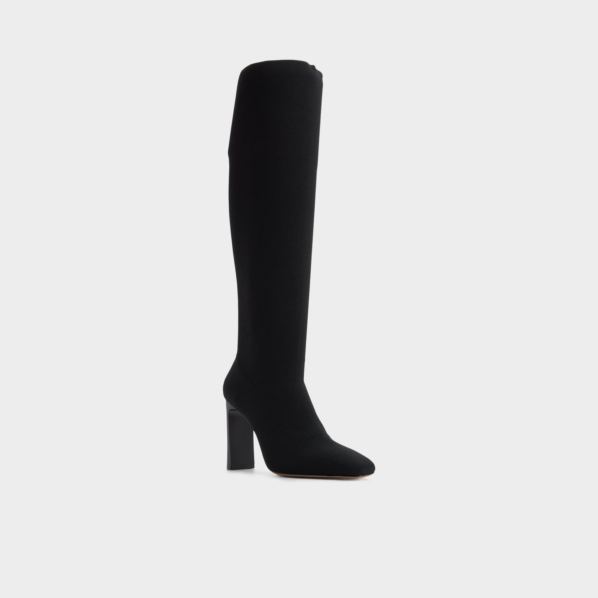 Three-quarter angle of Black Lennora Knee-high boot's front side