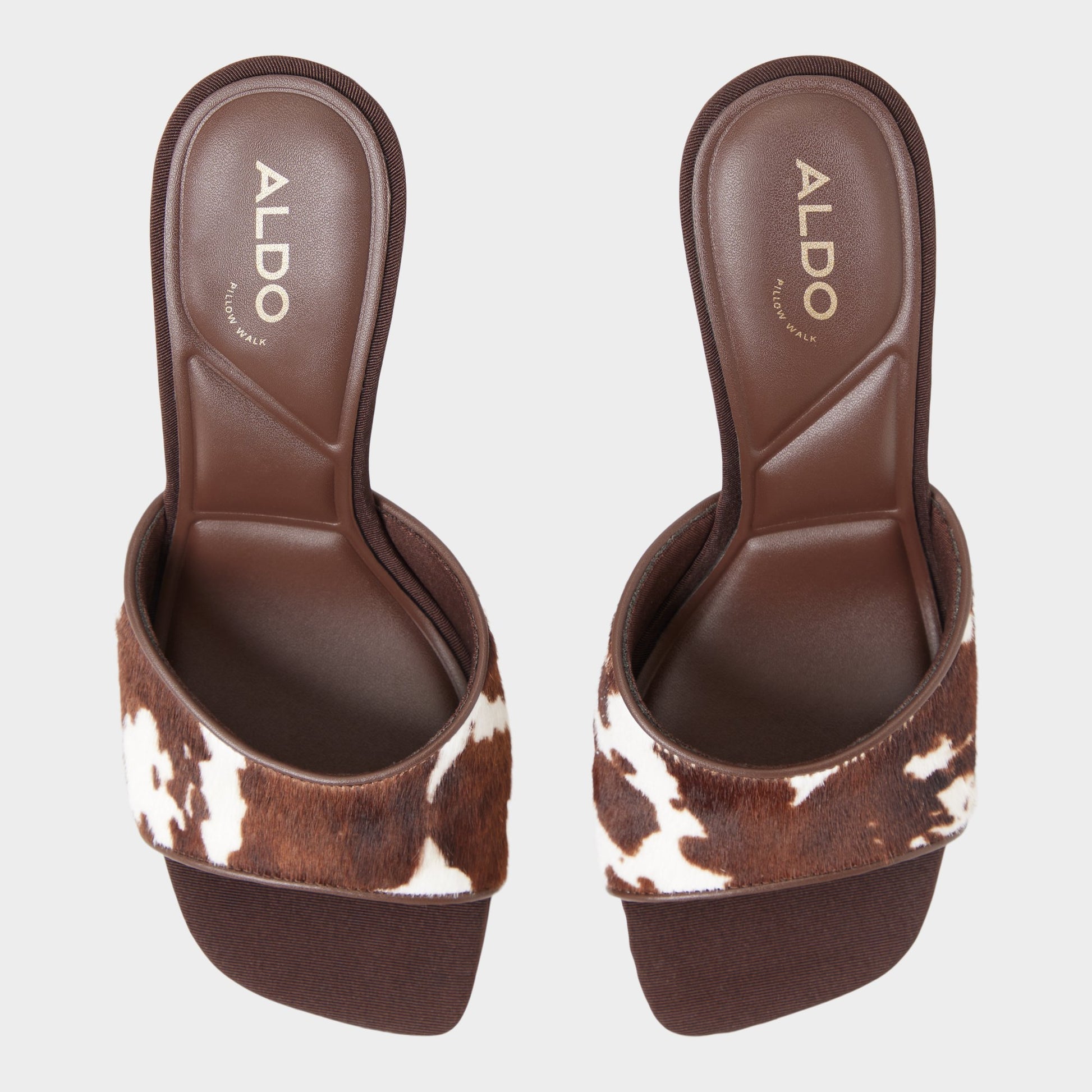 Top-down view of the Open Brown Evadalia Heeled mule