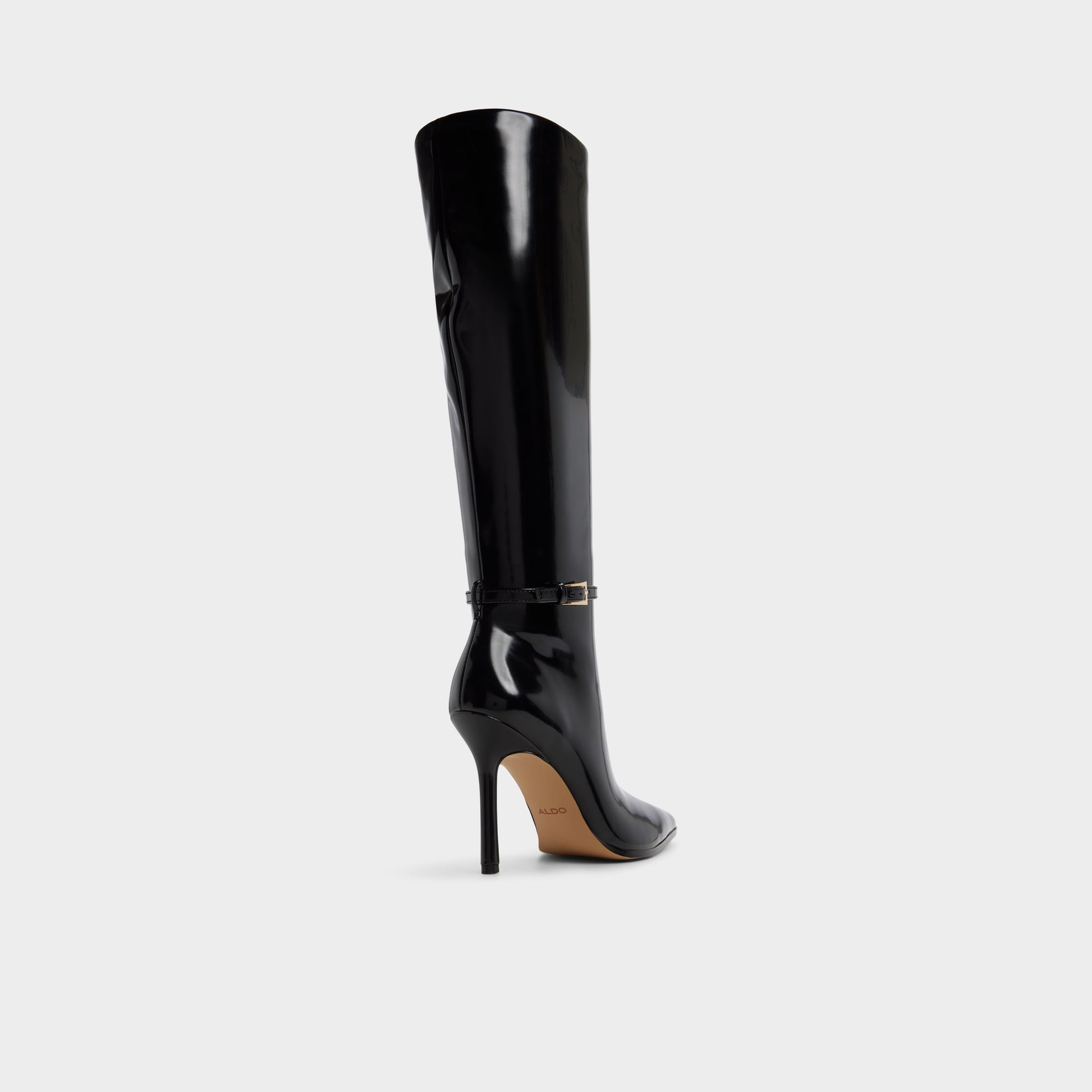Three-quarter angle of Black Maellie Knee-high boot's back side