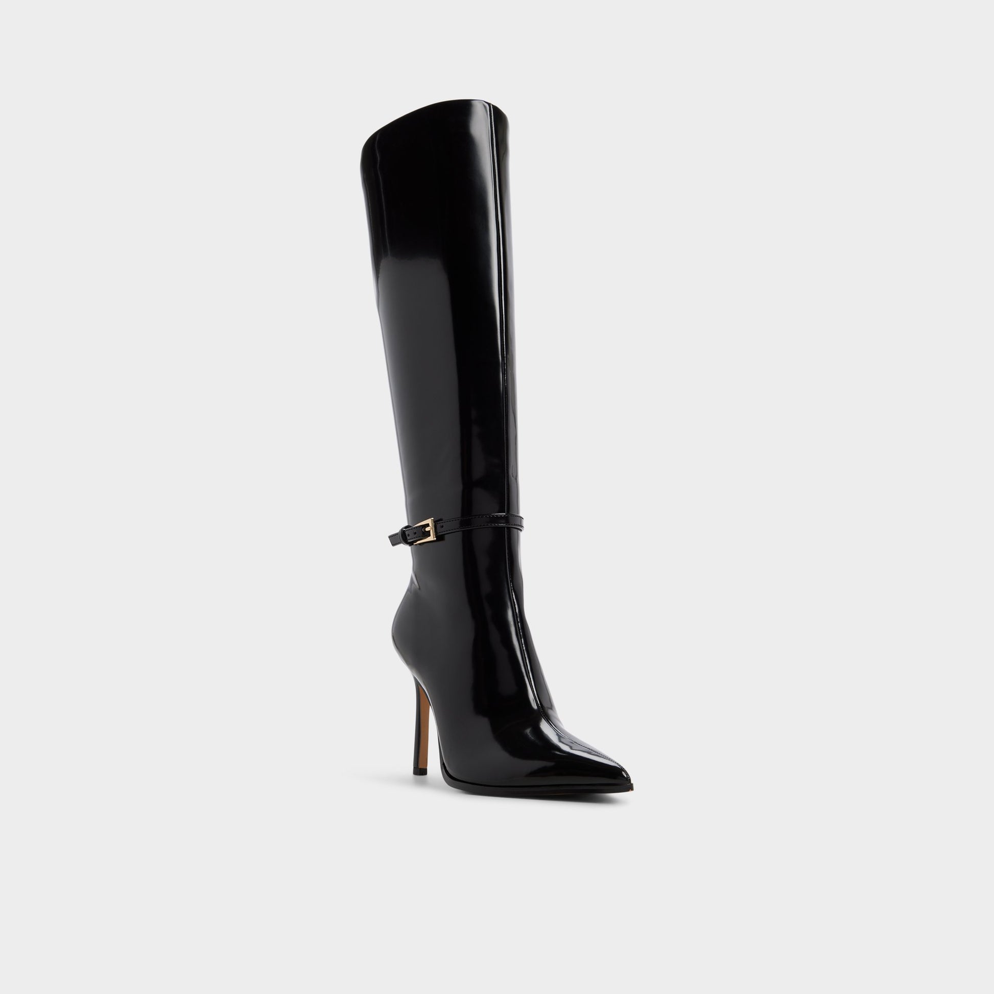 Three-quarter angle of Black Maellie Knee-high boot's front side