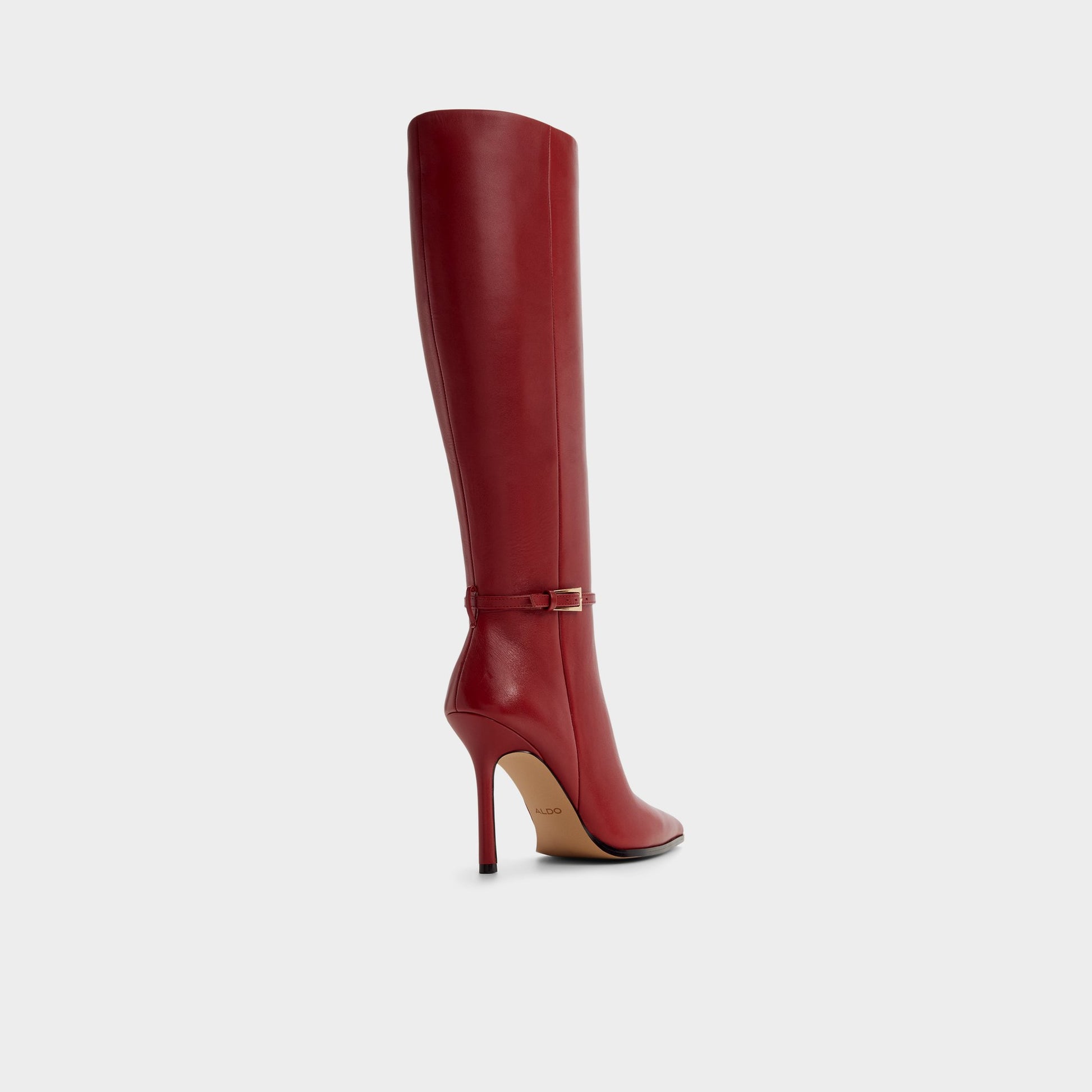 Three-quarter angle of Dark Red Maellie Knee-high boot's back side