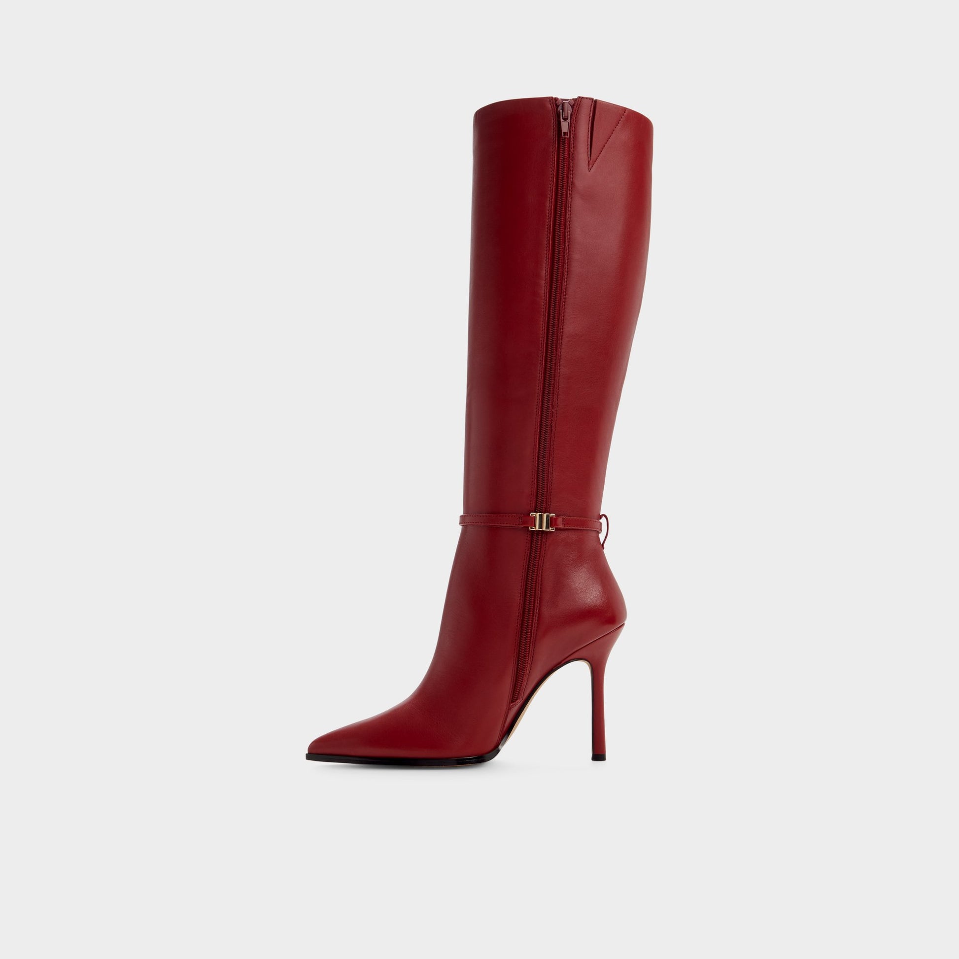 Side view of Dark Red Maellie Knee-high boot