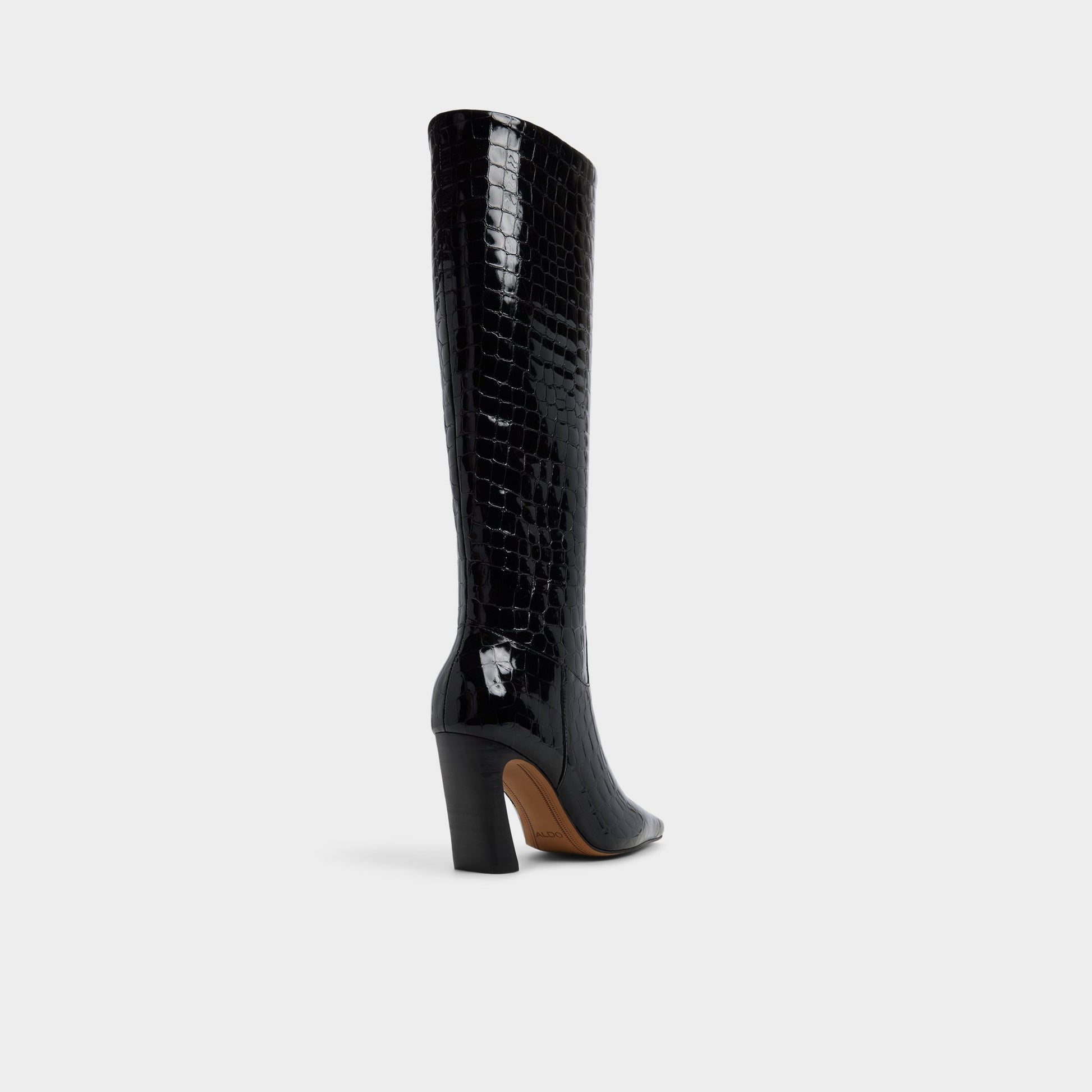 Three-quarter angle of Black Vivienna Knee-high boot's back side