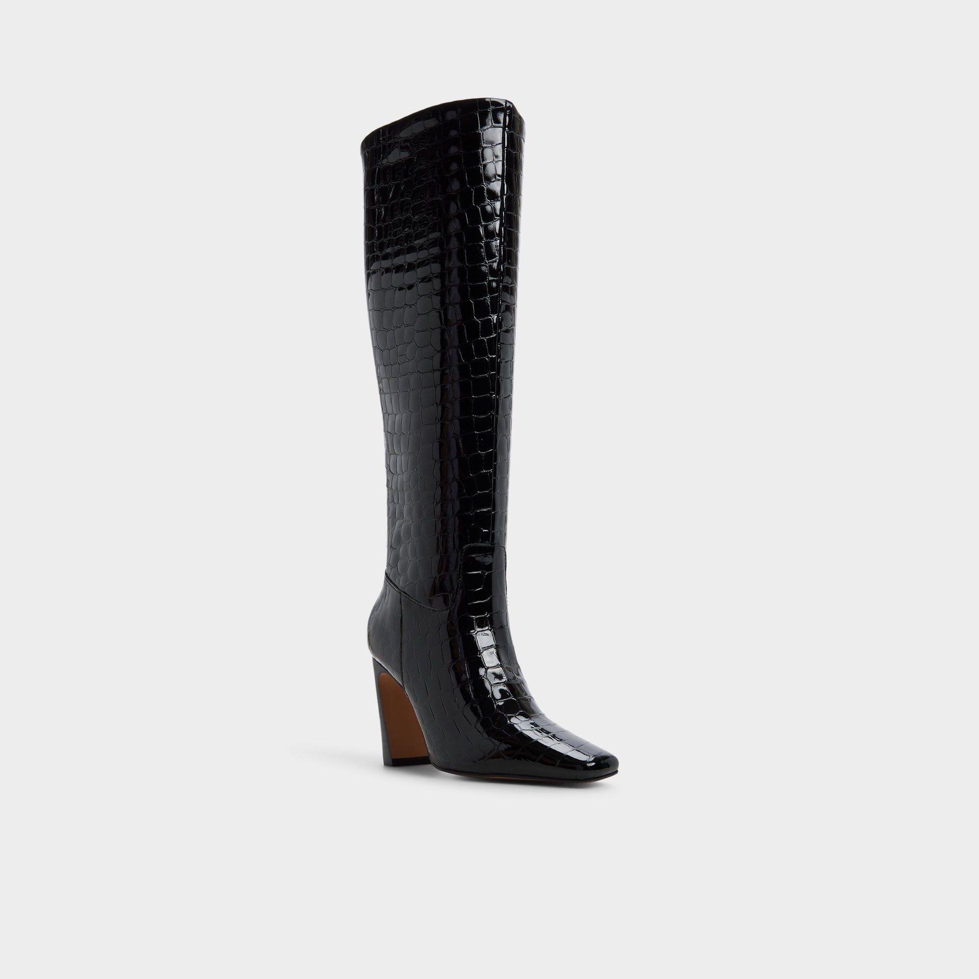 Three-quarter angle of Black Vivienna Knee-high boot's front side