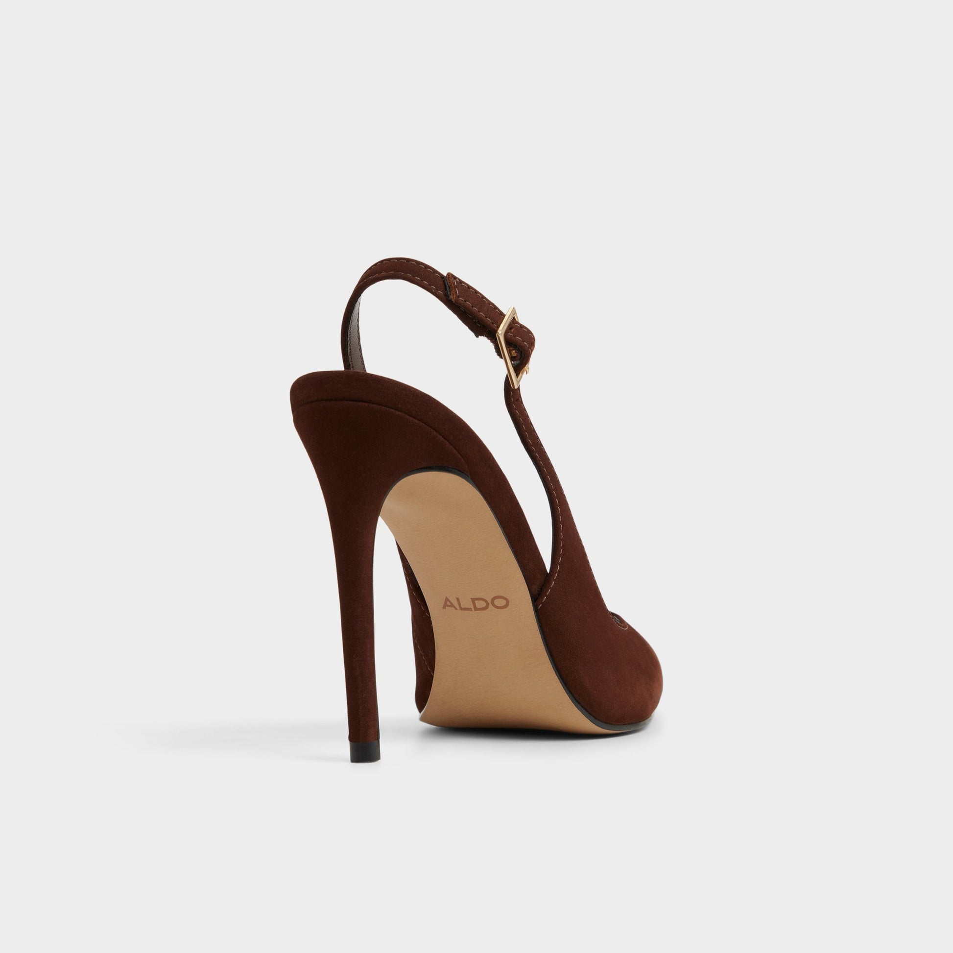 Three-quarter angle of Dark Brown Stessysling Slingback heel's back side
