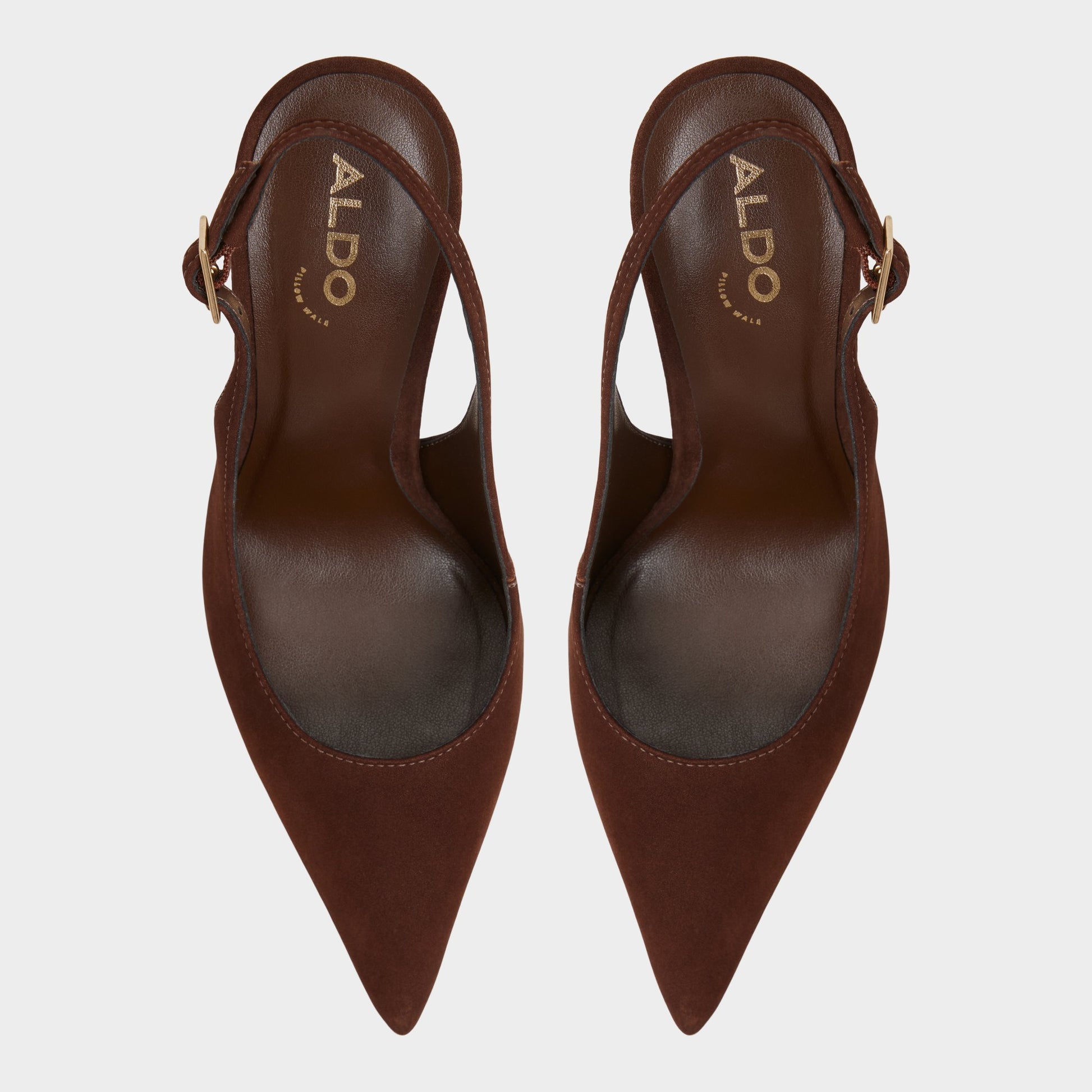 Top-down view of the Dark Brown Stessysling Slingback heel