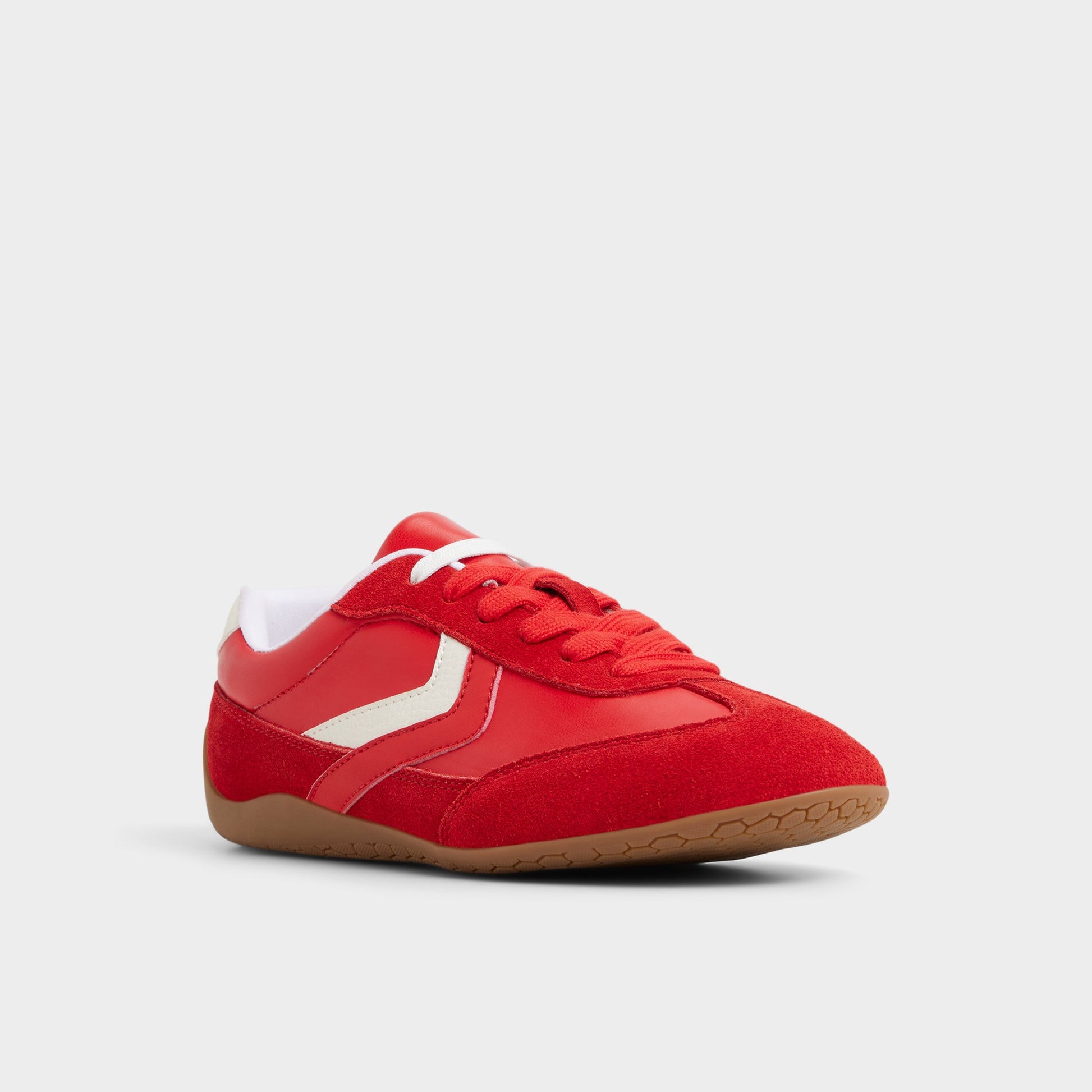 Three-quarter angle of Open Red Coolchic Jogger sneaker's front side
