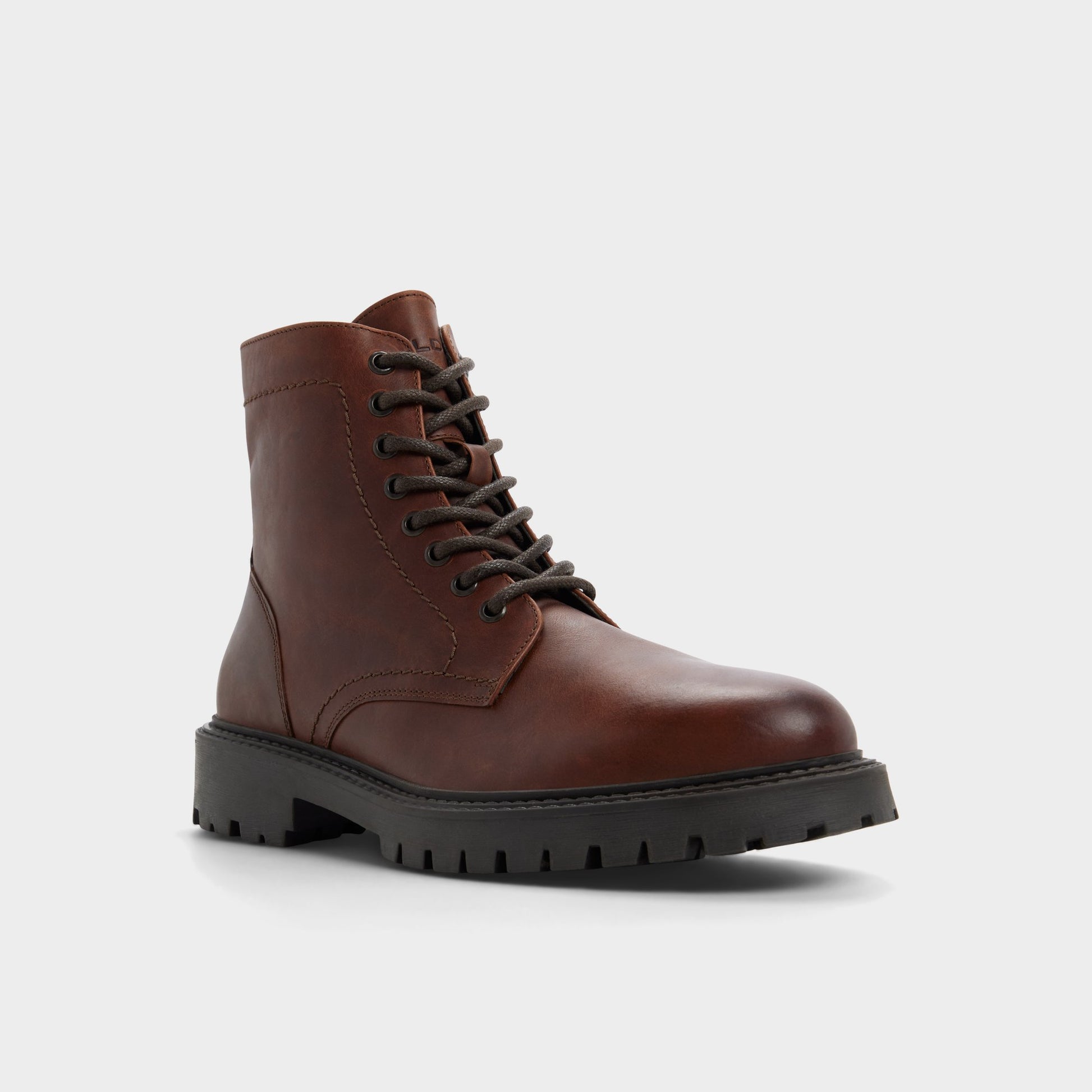 Three-quarter angle of Brown Blyth Lace-up boot's front side