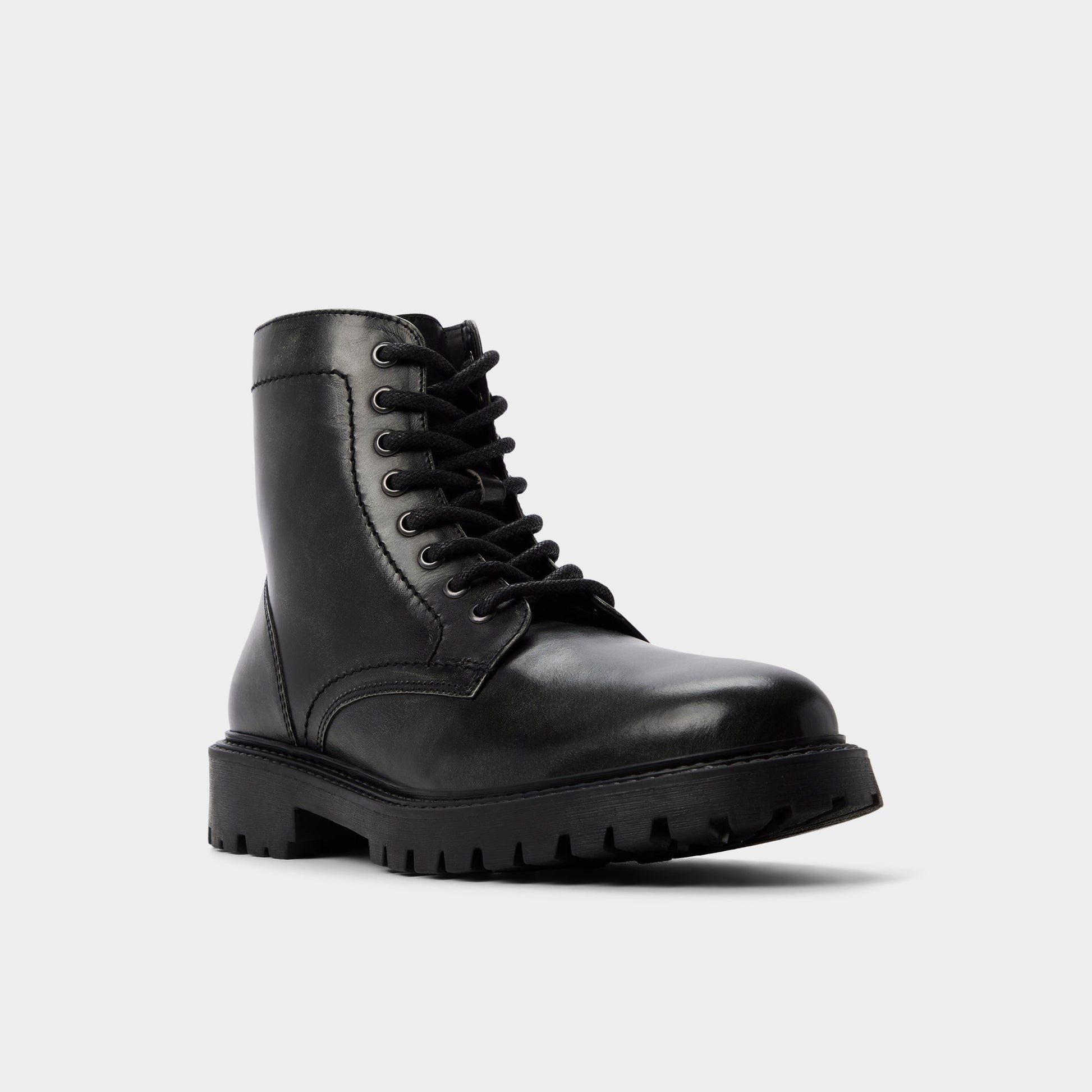 Three-quarter angle of Black Blyth Lace-up boot's front side