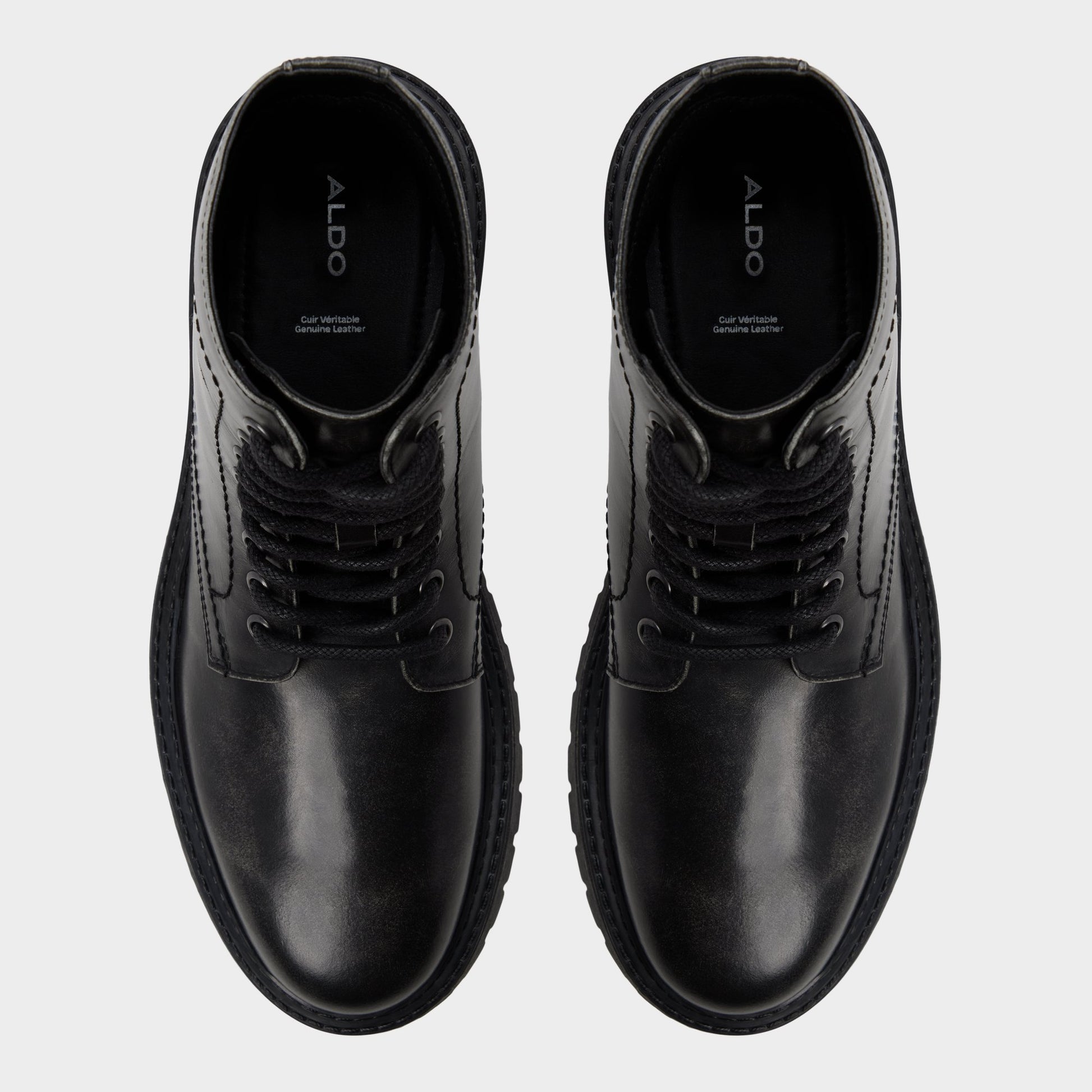 Top-down view of the Black Blyth Lace-up boot