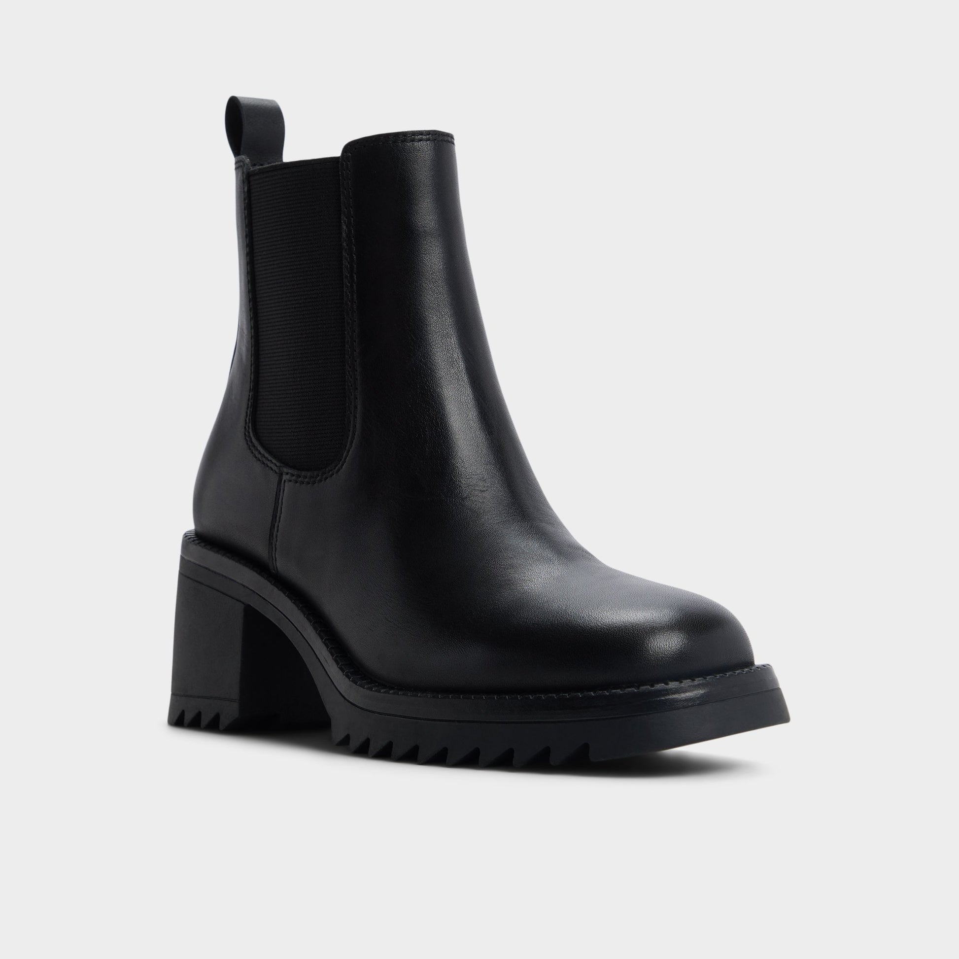 Three-quarter angle of Black Anneliese Chelsea boot's front side