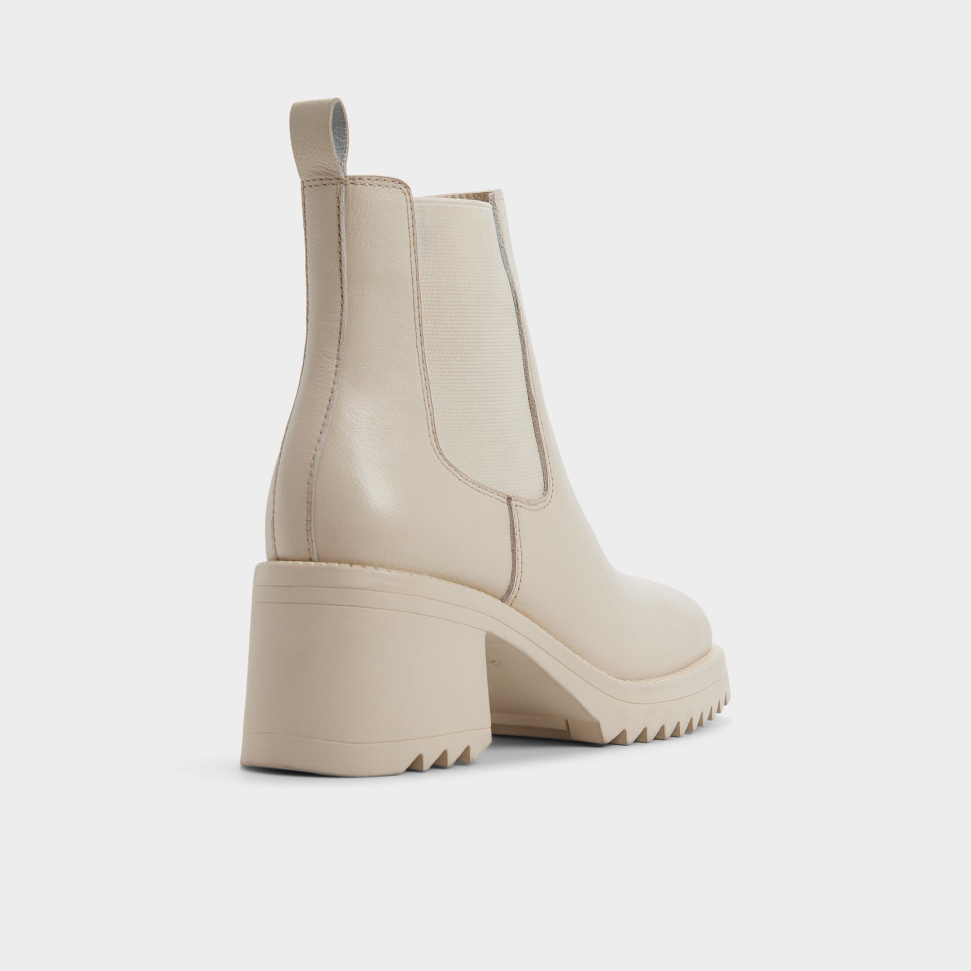 Three-quarter angle of Other white Anneliese Chelsea boot's back side