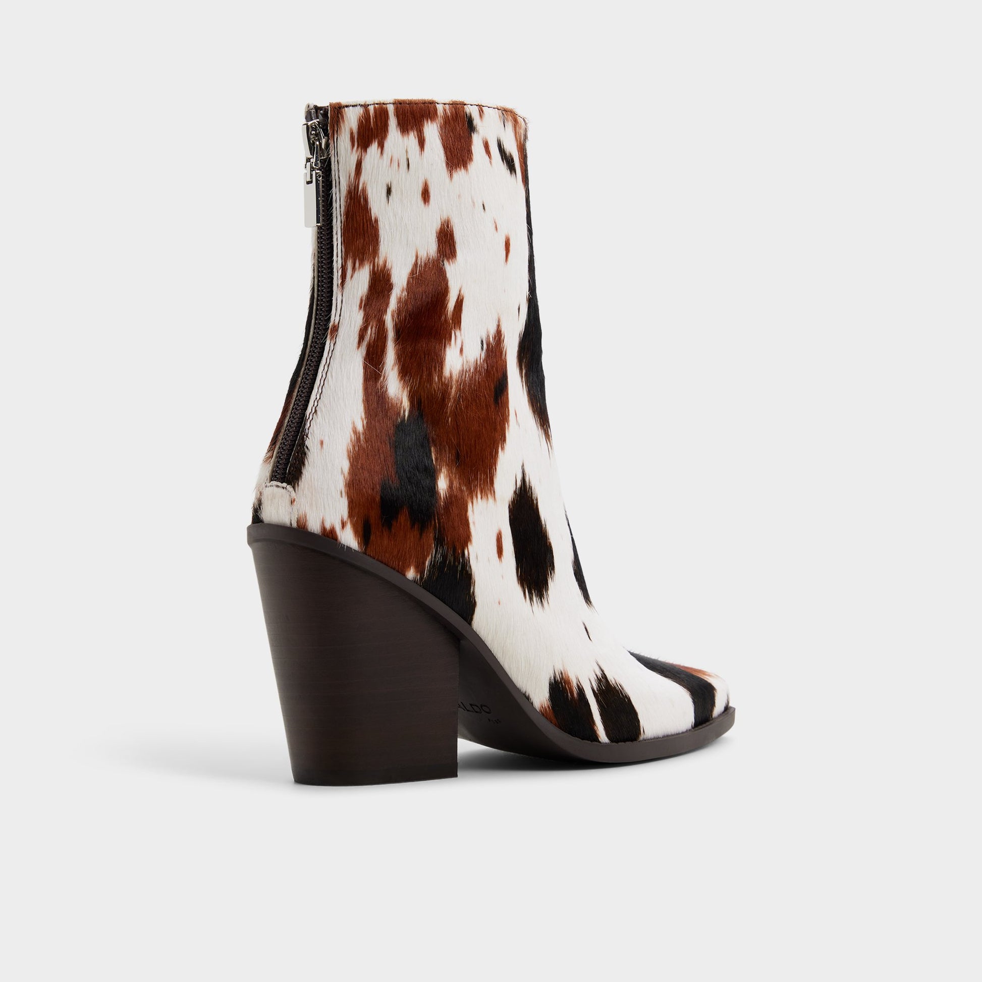 Three-quarter angle of Open brown Norelle Ankle boot's back side