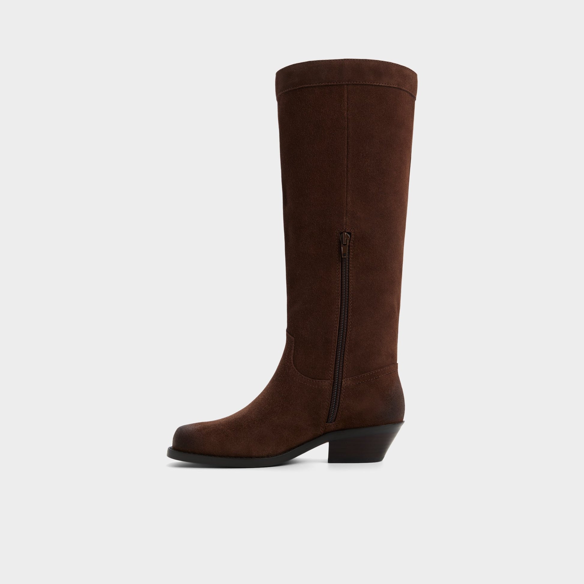 Side view of Dark Brown Emberlyn Knee-high western boot