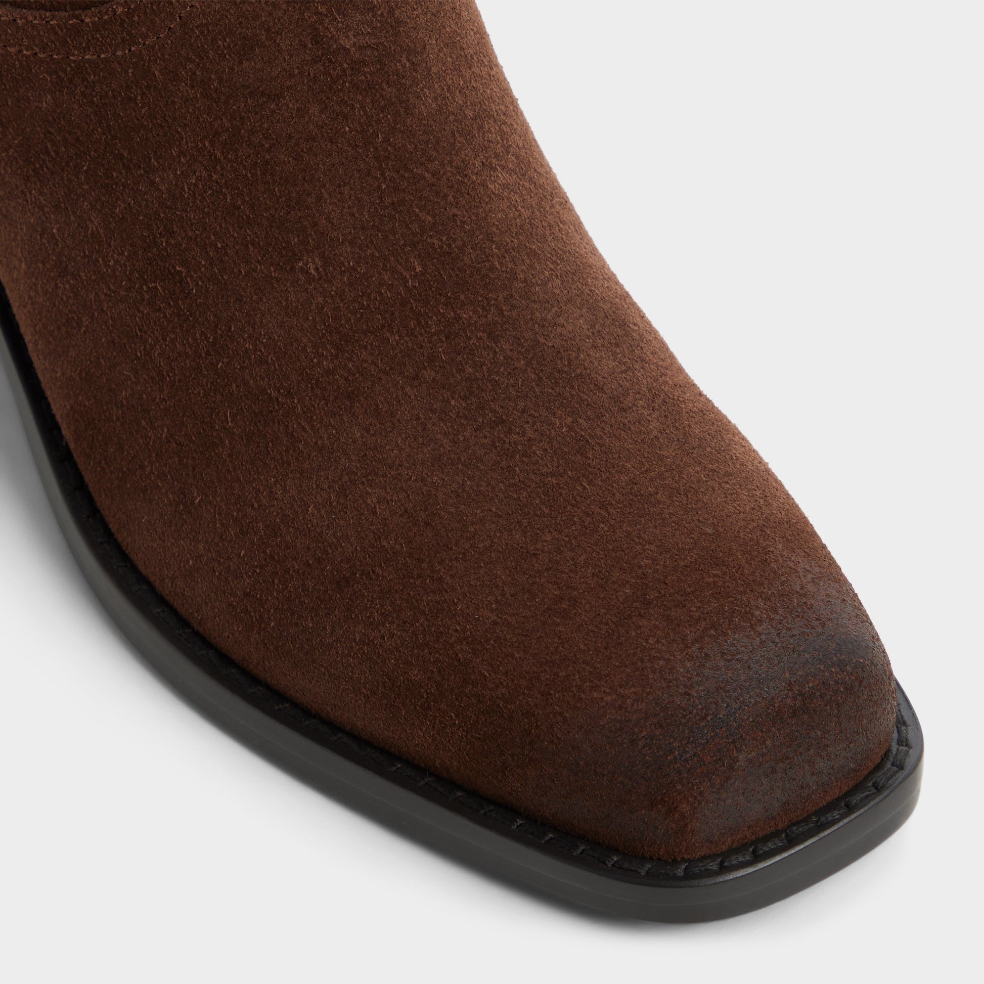 Close-up of the Dark Brown Emberlyn Knee-high western boot