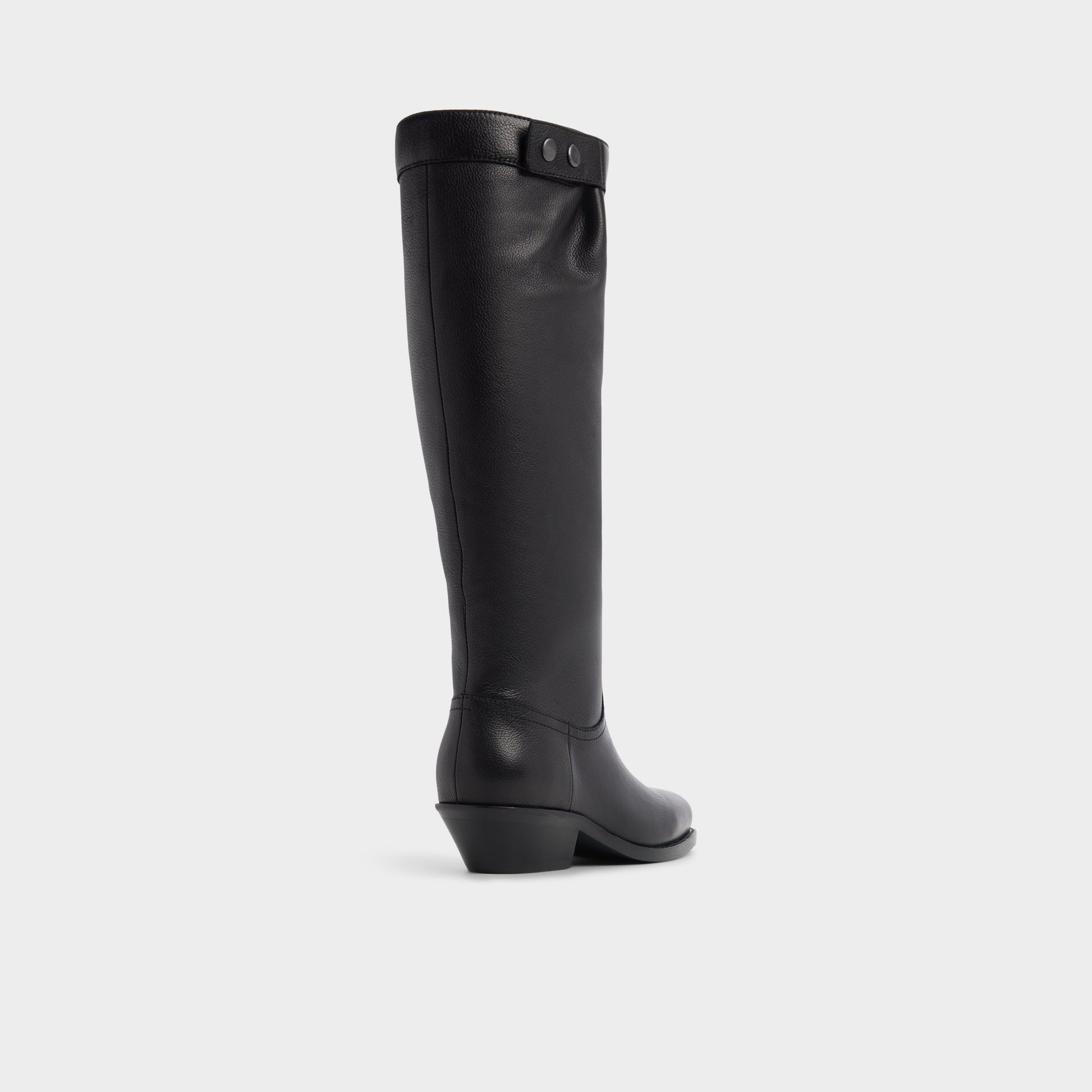 Three-quarter angle of Black Emberlyn Knee-high western boot's back side