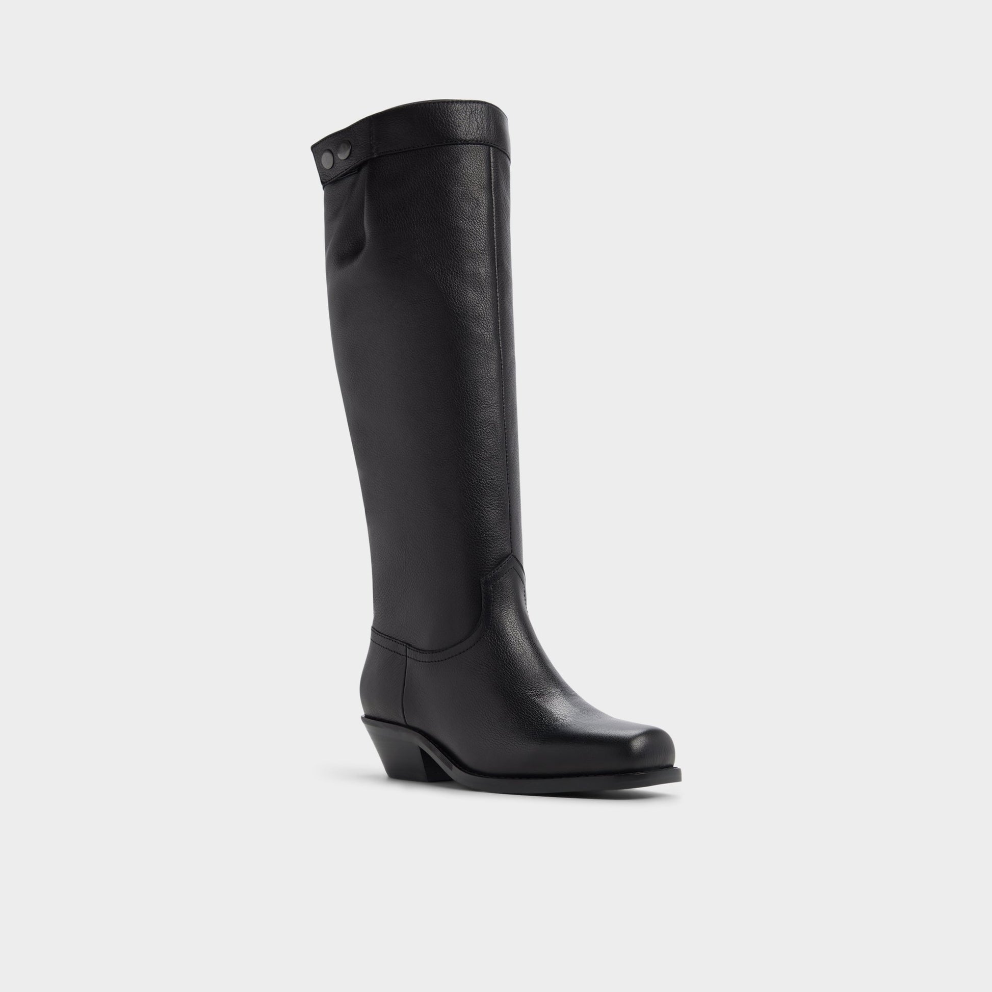 Three-quarter angle of Black Emberlyn Knee-high western boot's front side