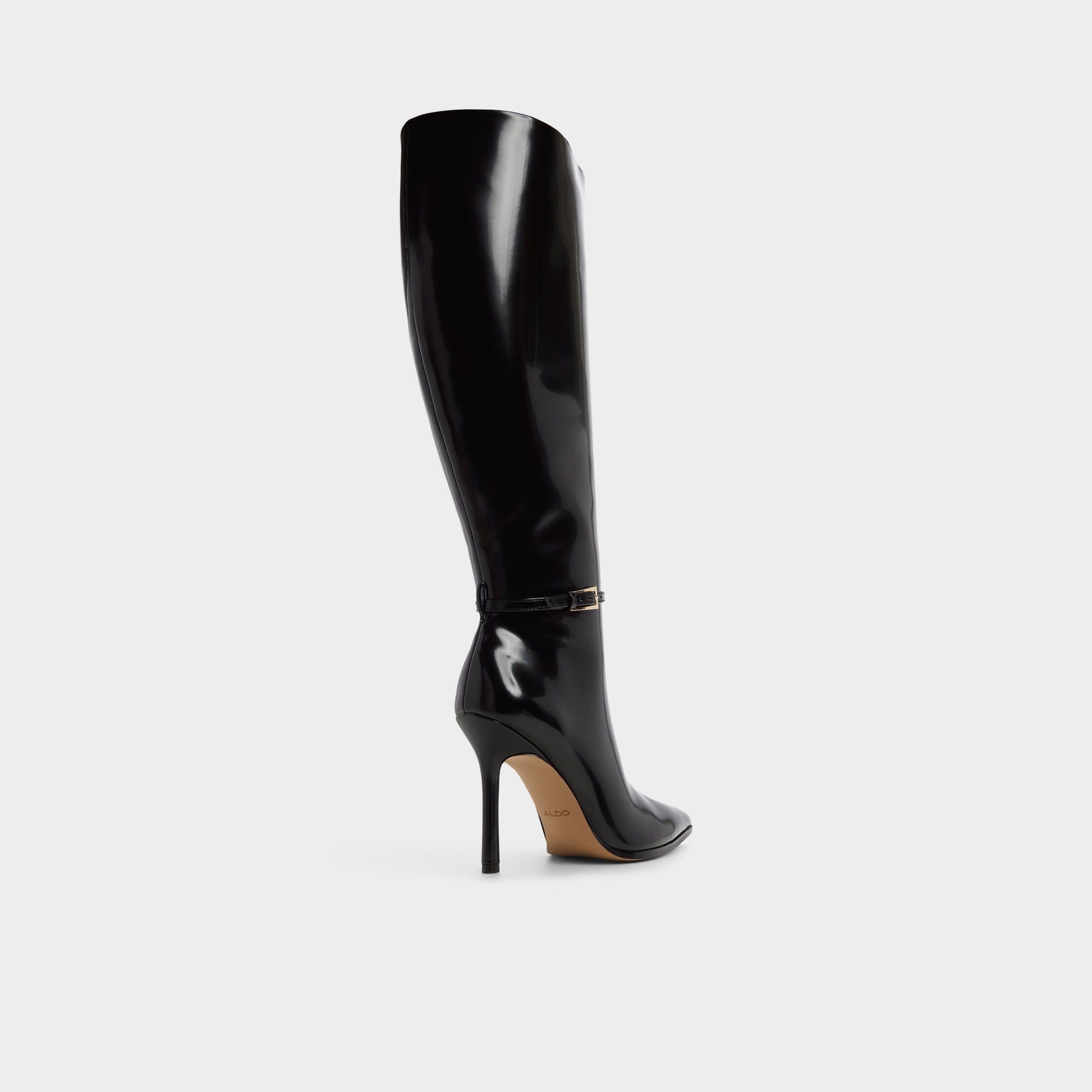 Three-quarter angle of Black Maellie-wc Knee-high boot's back side