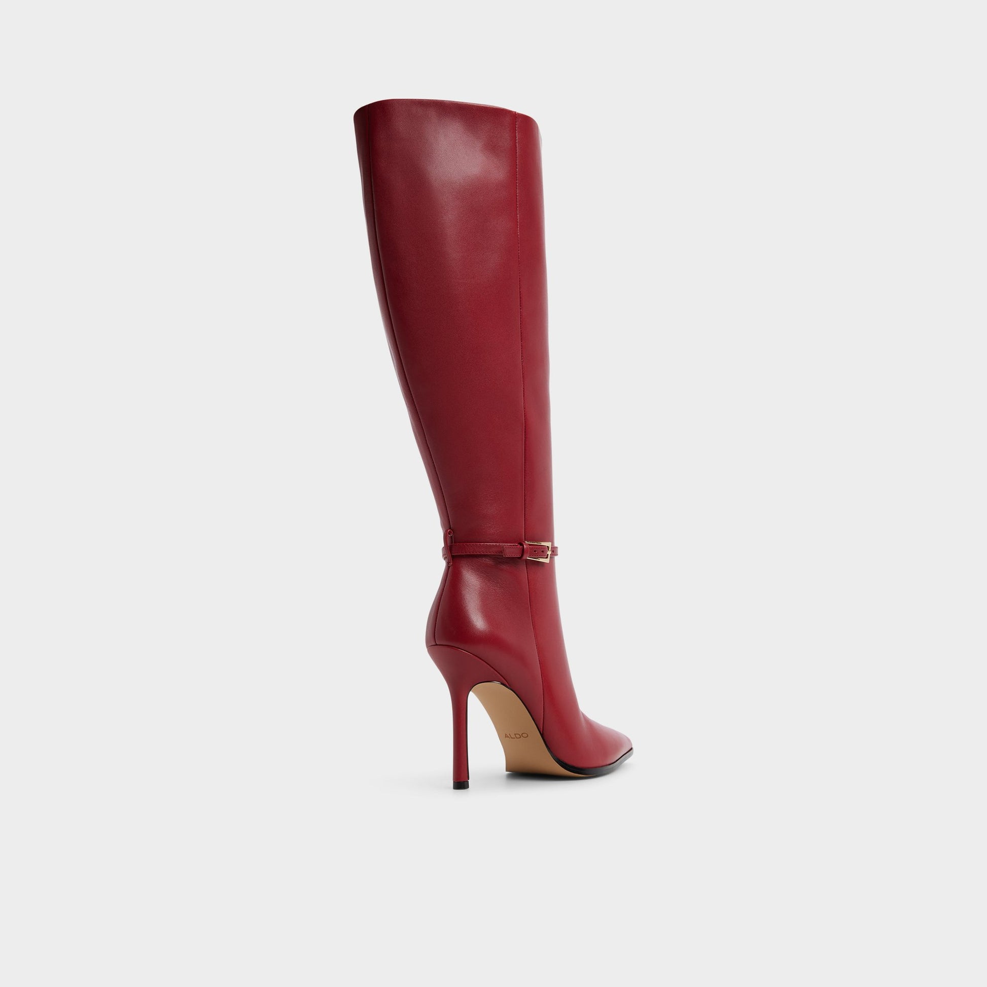 Three-quarter angle of Dark Red Maellie-wc Knee-high boot's back side