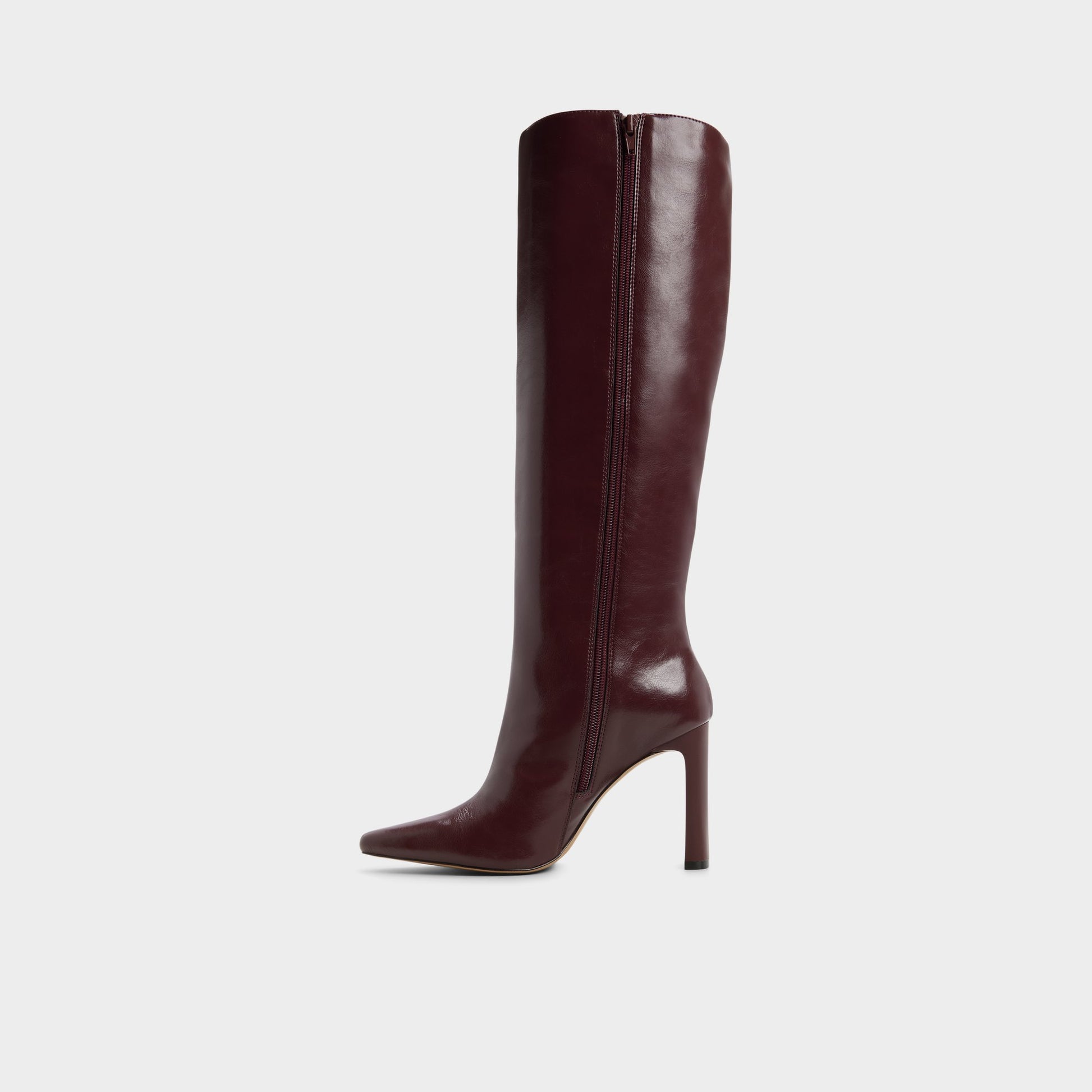 Side view of Burgundy Elyne-wc Knee-high boot