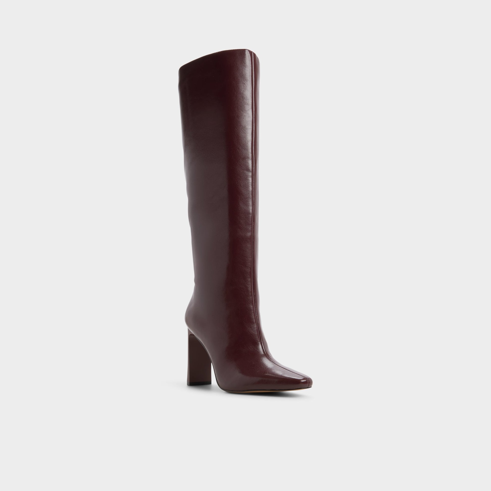 Three-quarter angle of Burgundy Elyne-wc Knee-high boot's front side