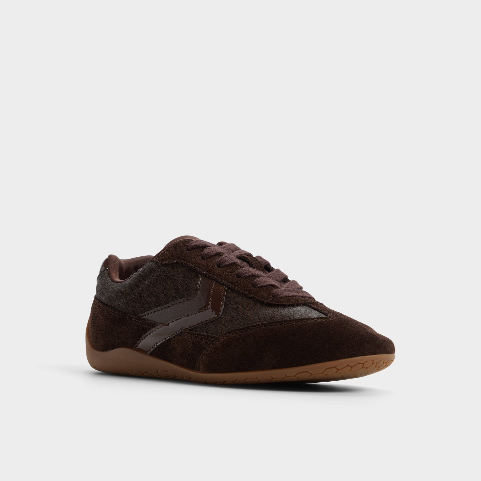 Three-quarter angle of Dark Brown Coolchic Jogger sneaker's front side