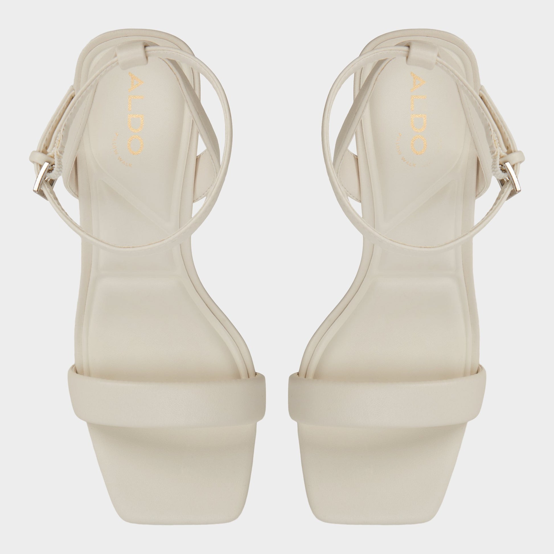 Top-down view of the White/bone Austorai Strappy heeled sandal