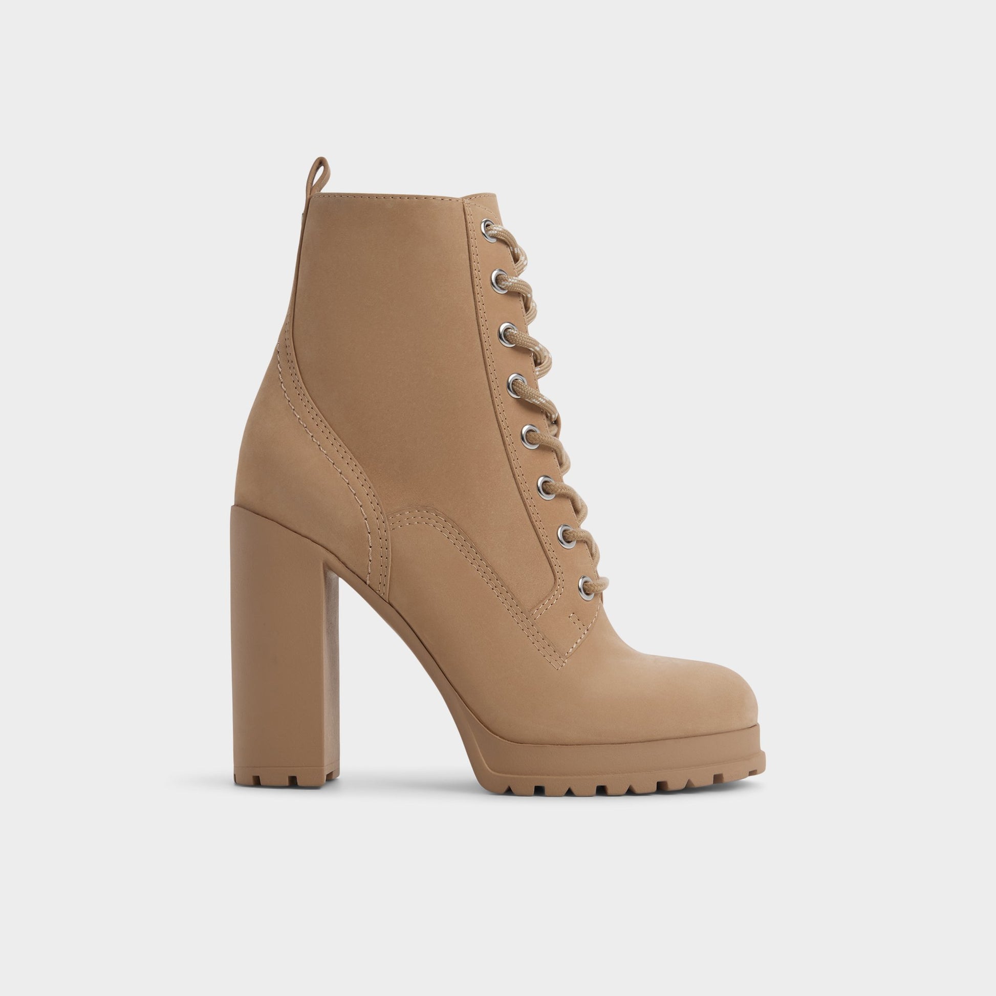 Main View of Medium Beige Rebelliously Combat ankle boot for Womens